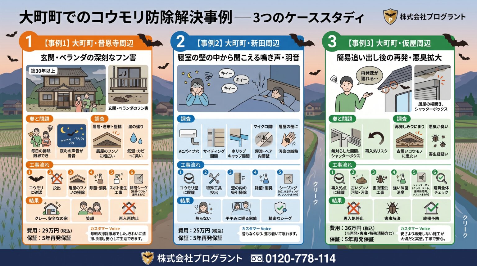 大町町でのコウモリ防除解決事例
