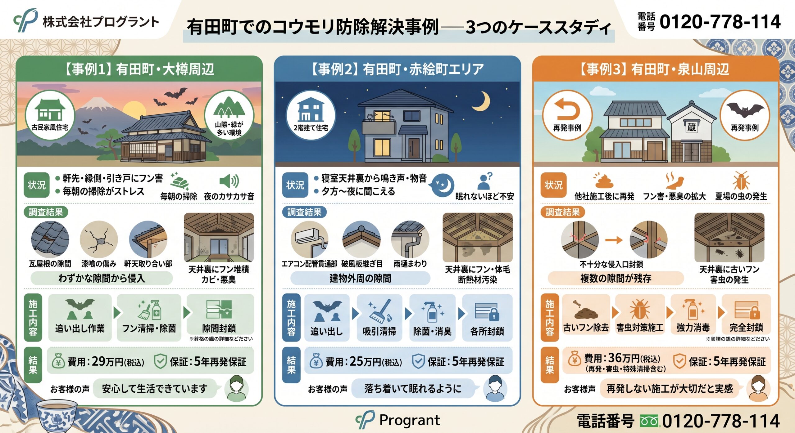 有田町でのコウモリ防除解決事例