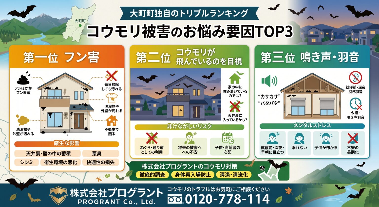 コウモリ被害のお悩み要因