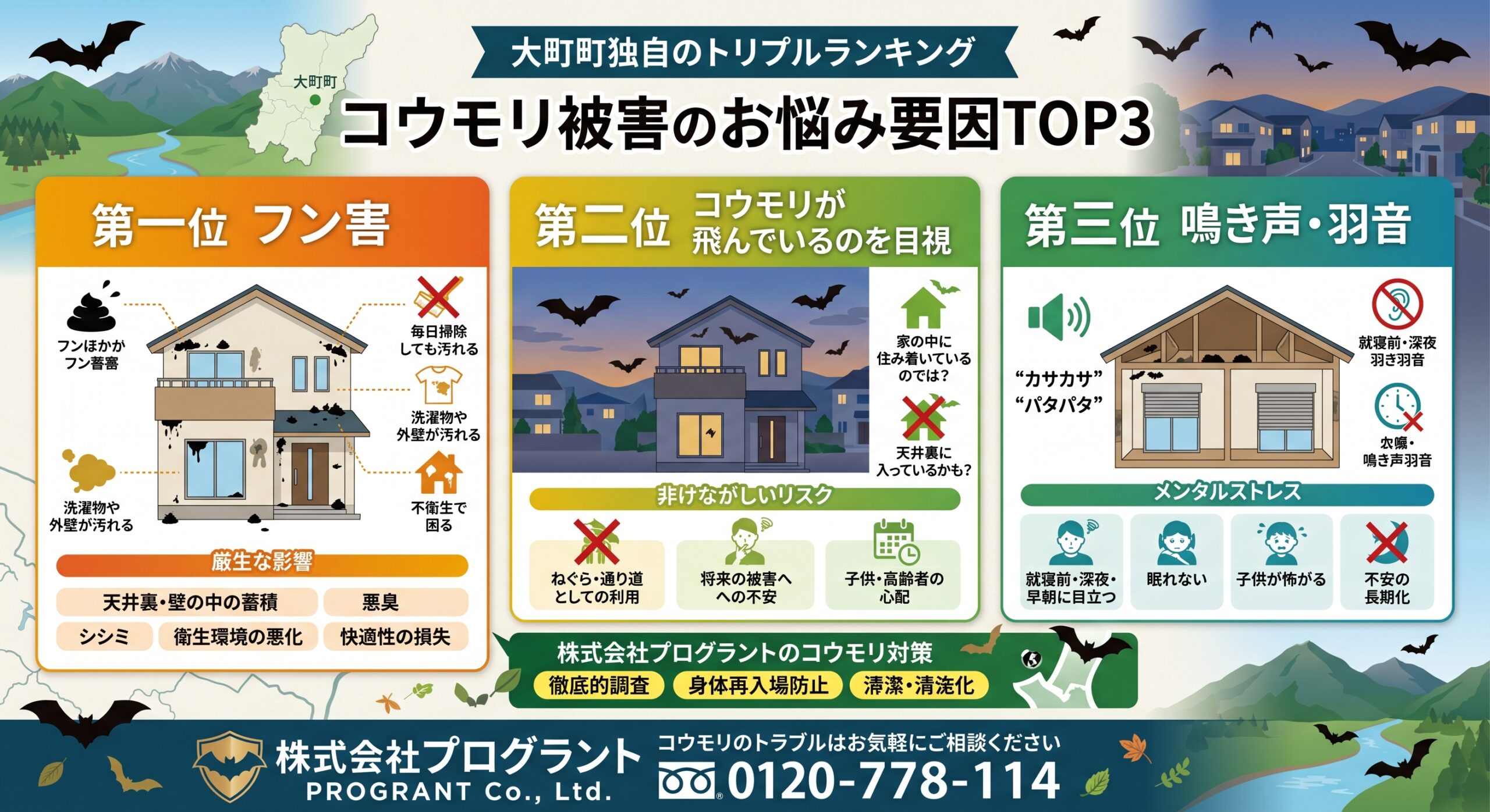 コウモリ被害のお悩み要因