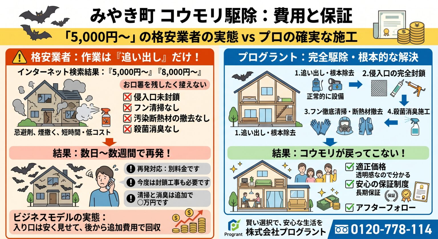 みやき町　コウモリ駆除費用と保証