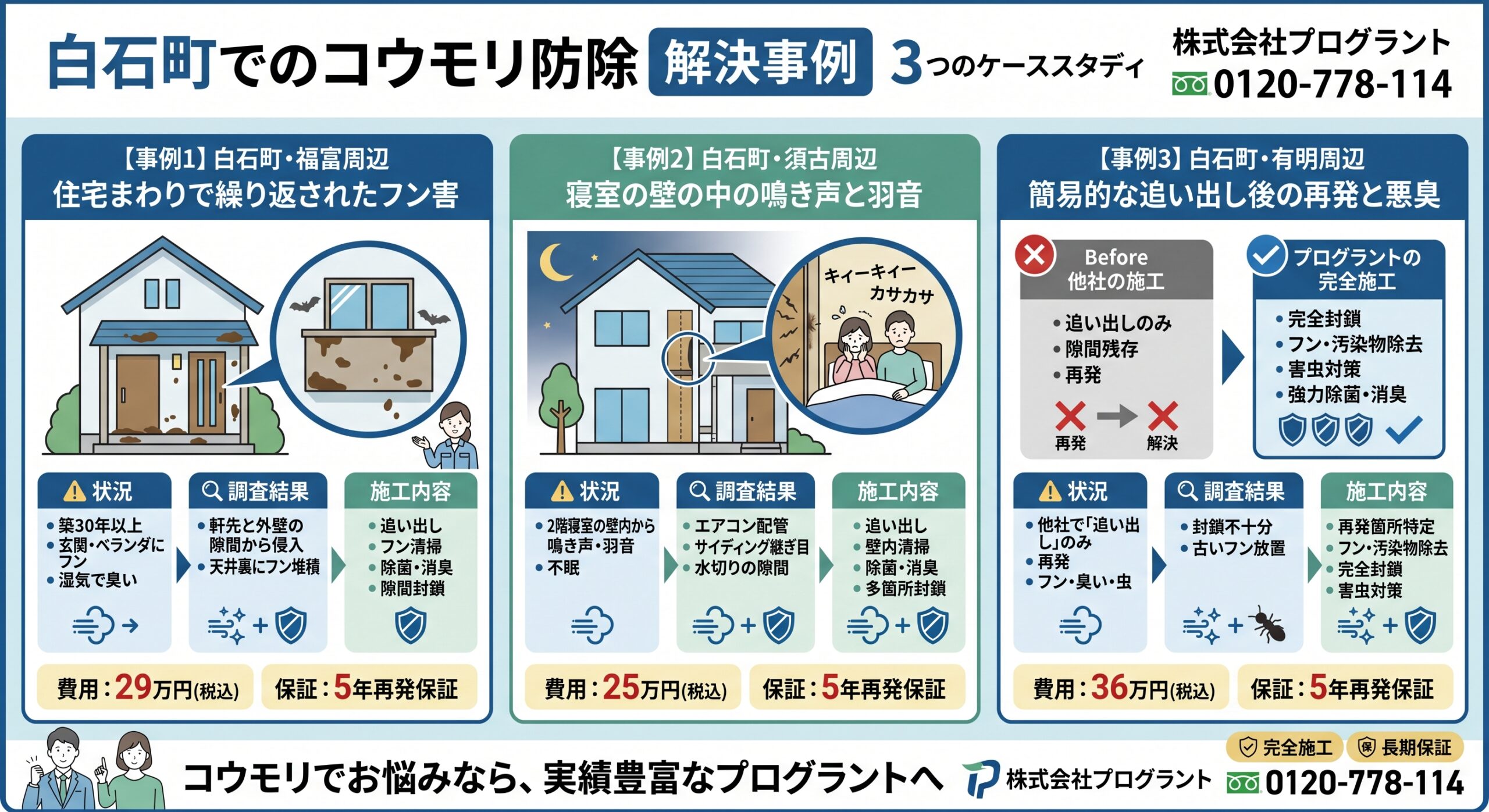 白石町でコウモリ防除解決事例