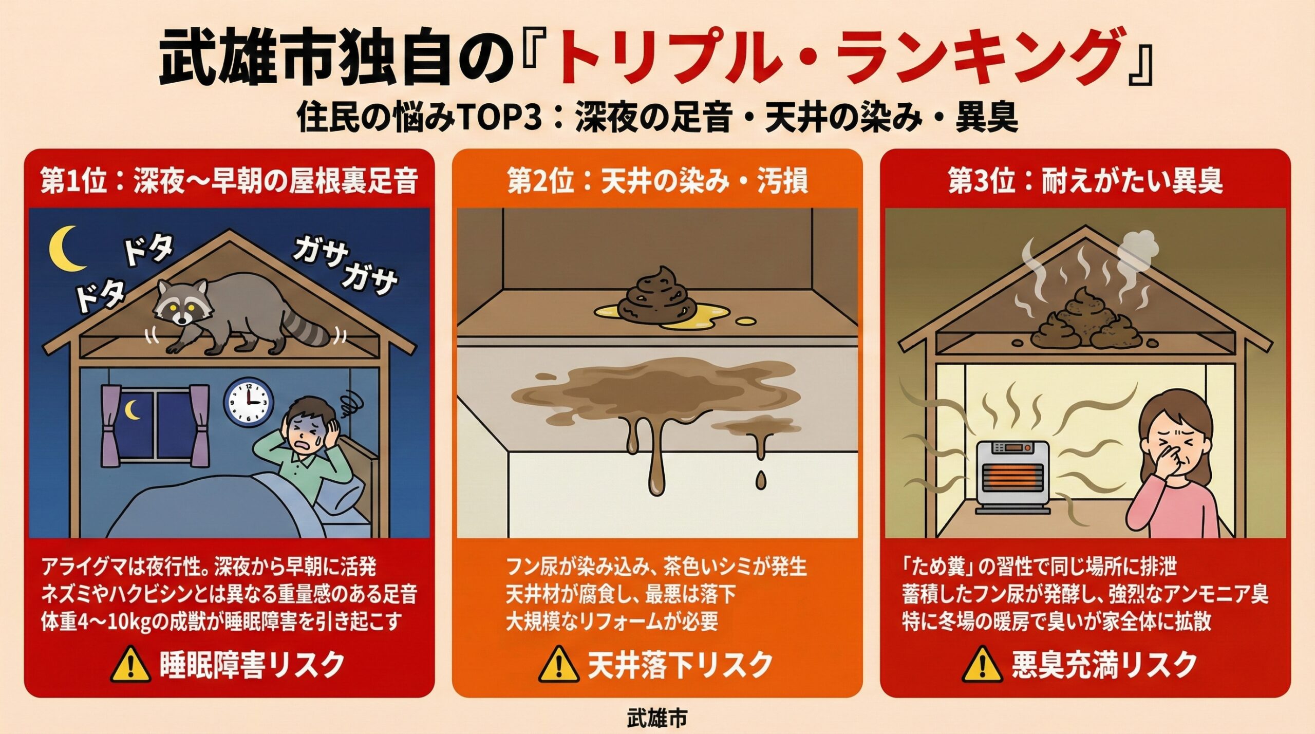武雄市独自の被害トリプルランキング。