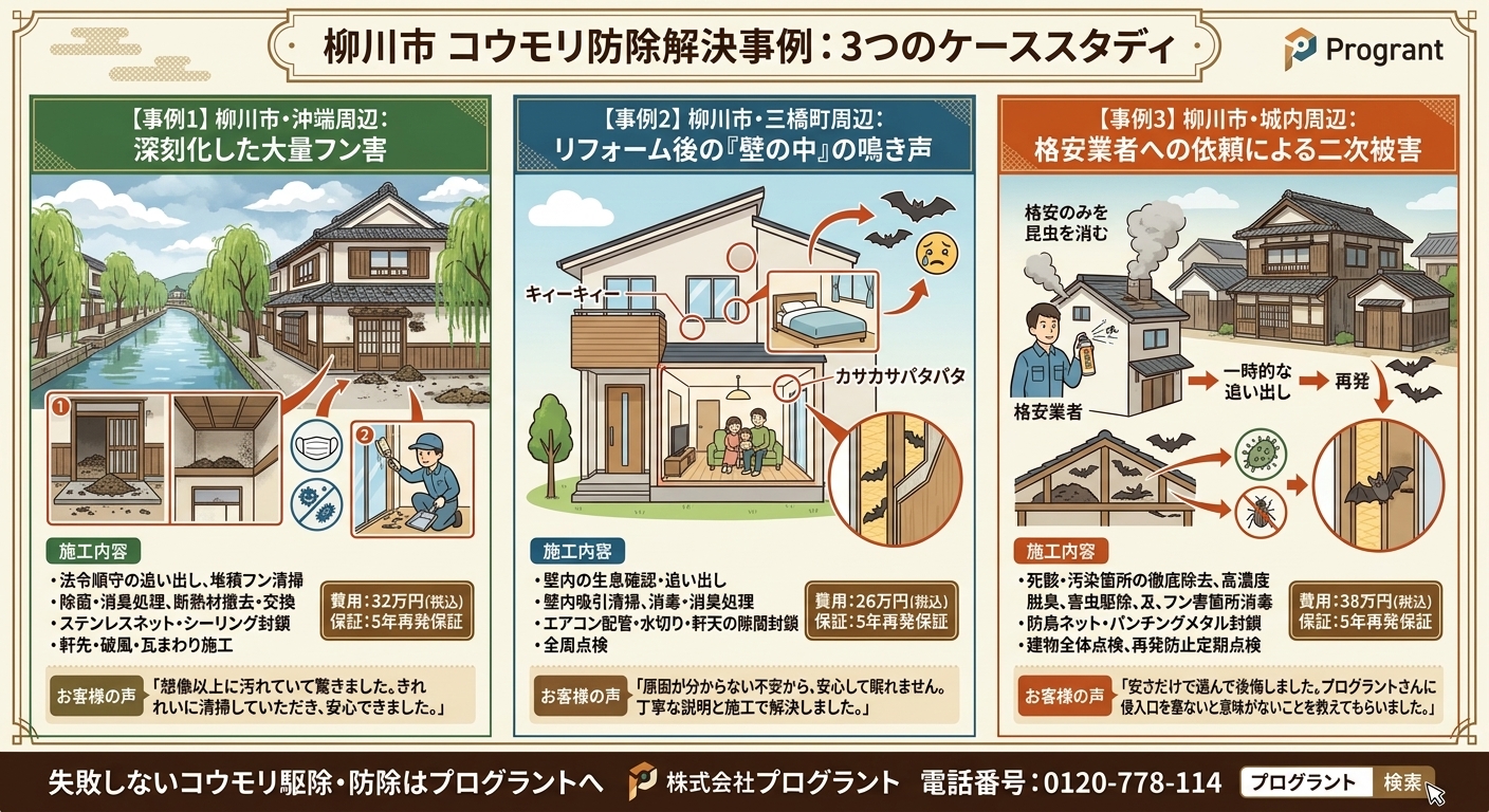 柳川市コウモリ被害解決事例