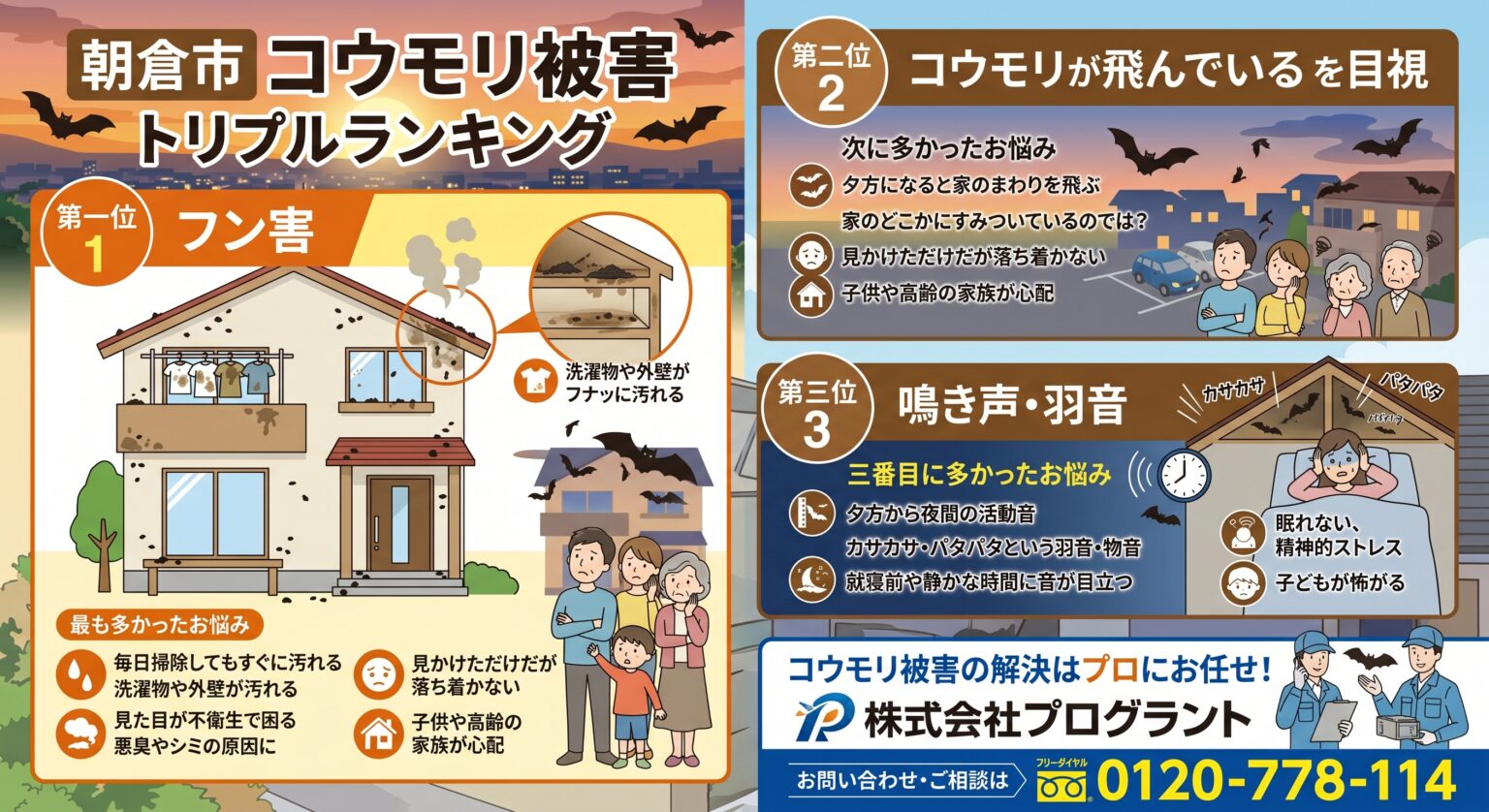 朝倉市コウモリ被害