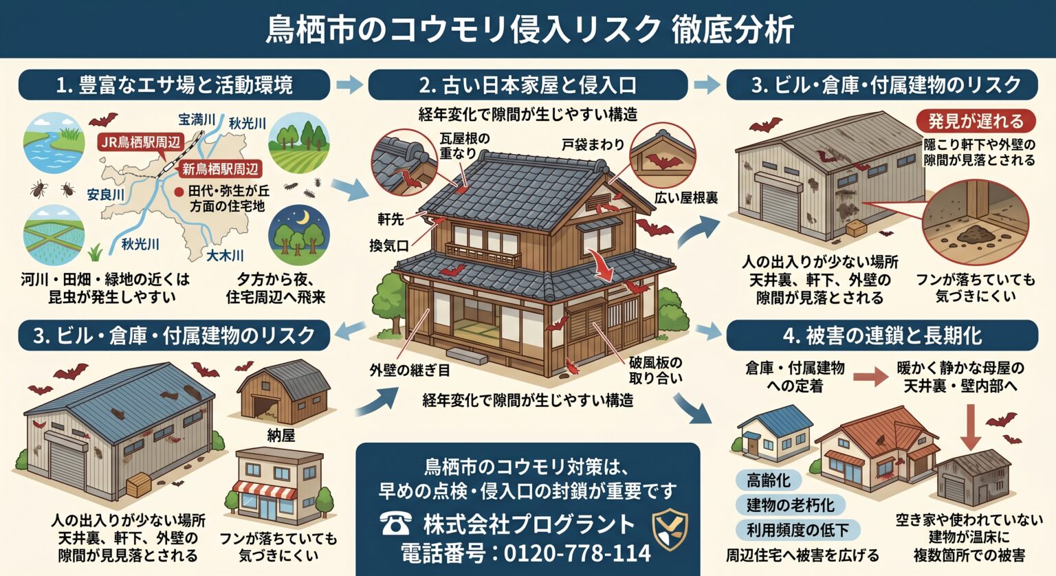 鳥栖市のコウモリ侵入リスク徹底分析