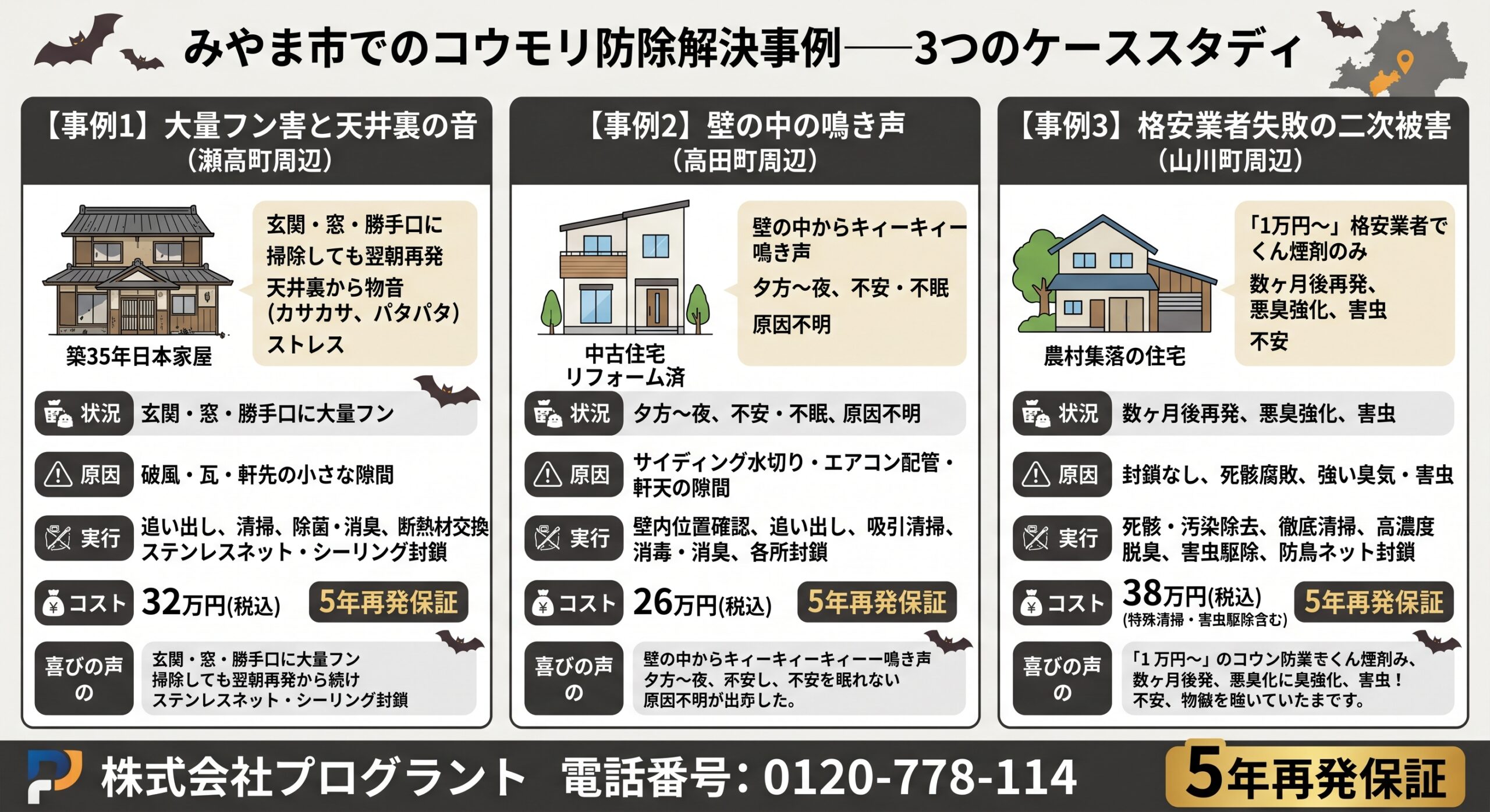 みやま市でのコウモリ防除解決事例