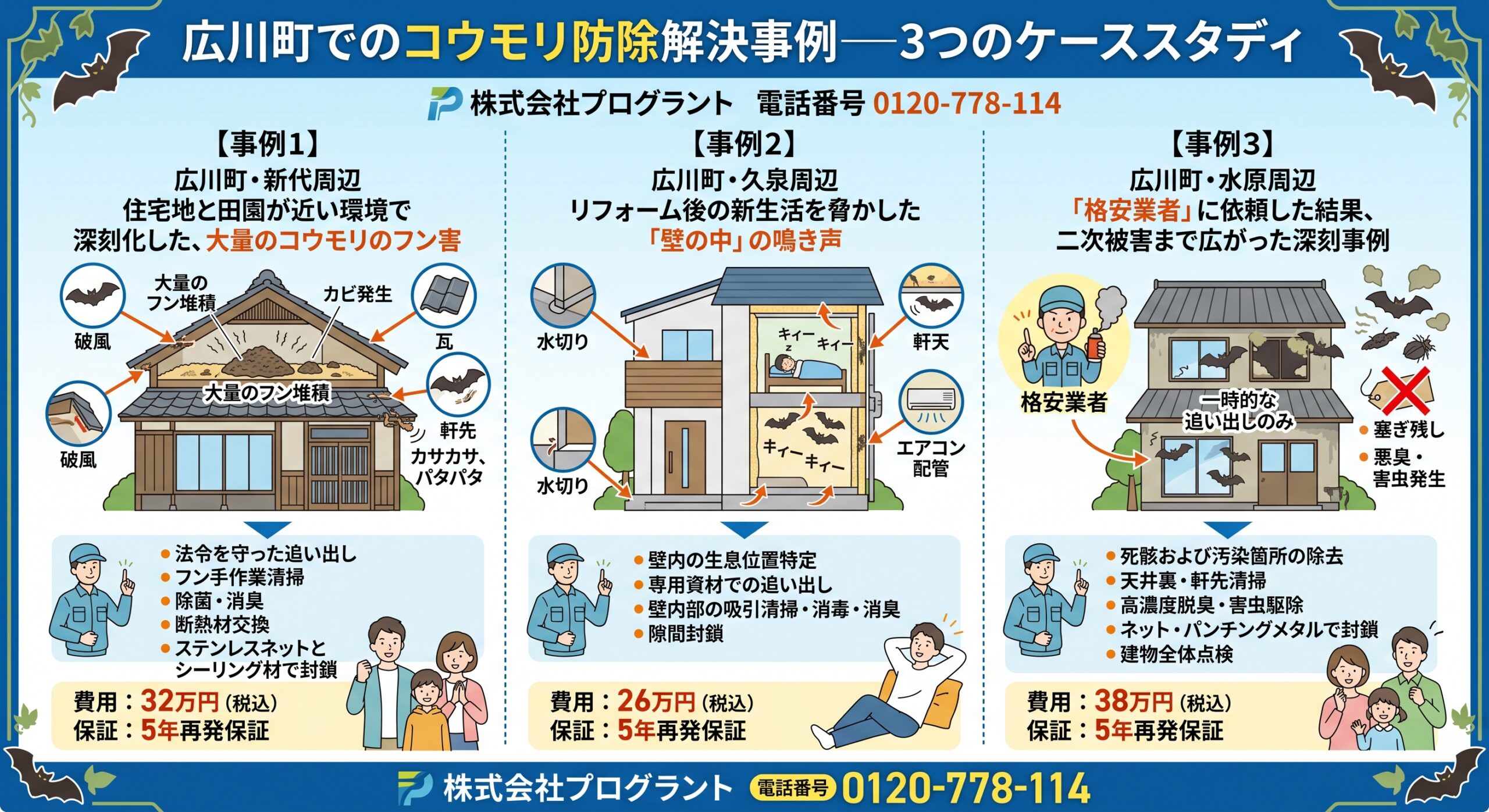 広川町でのコウモリ駆除