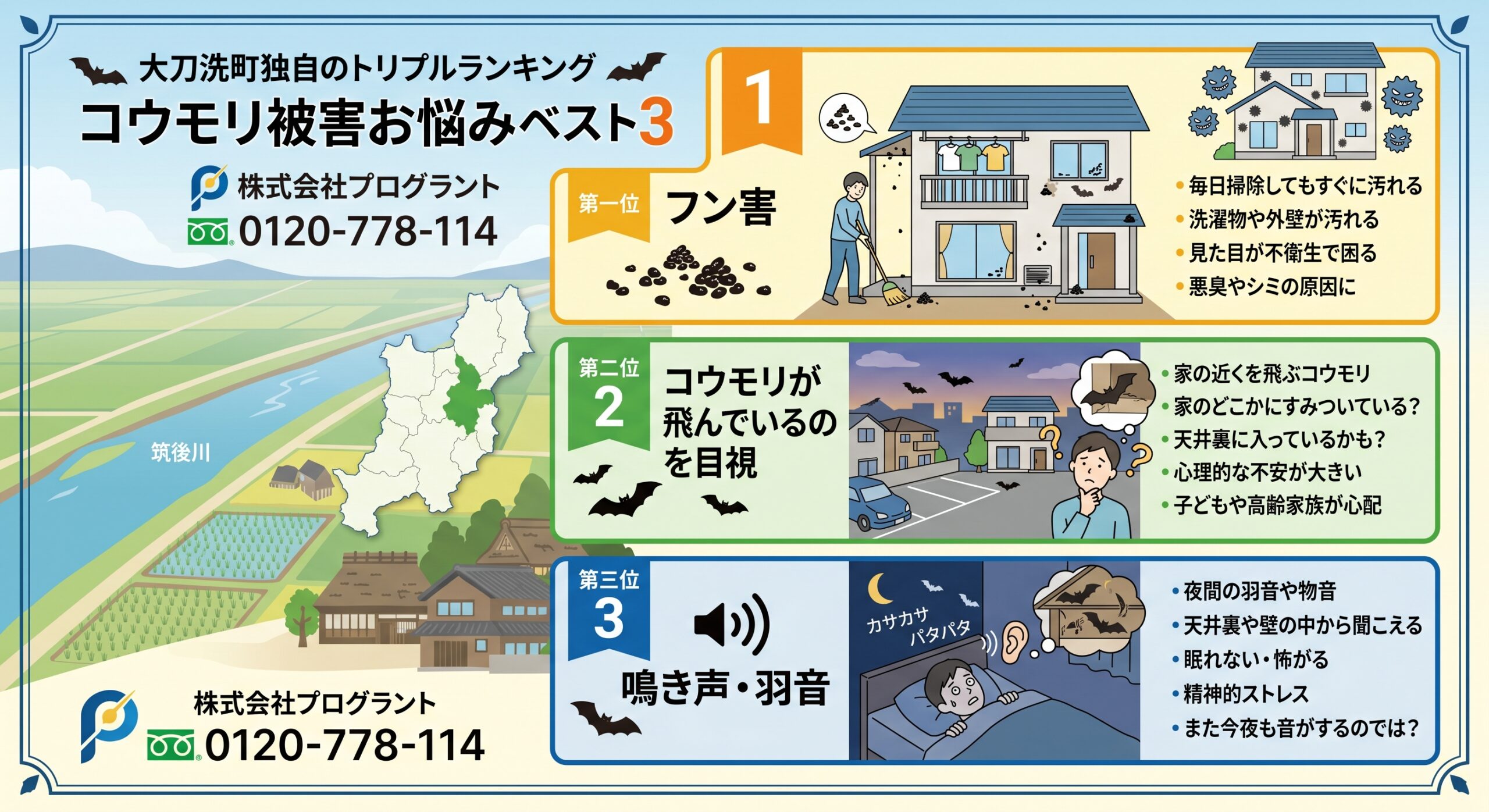 大刀洗町コウモリ被害