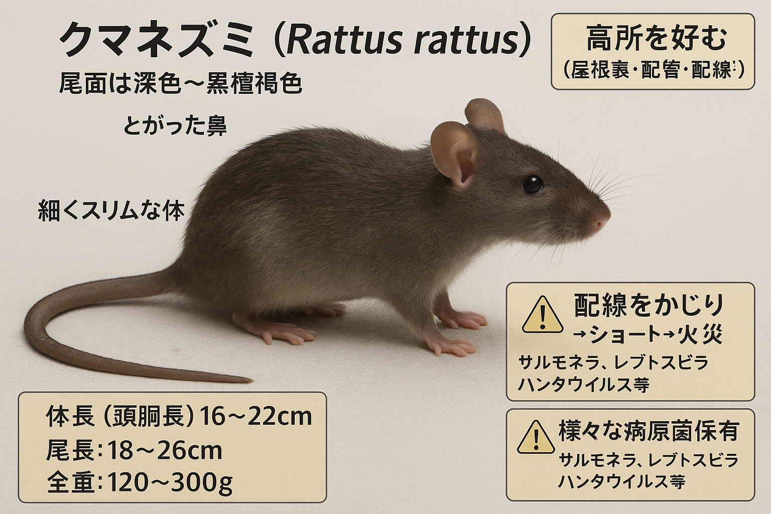 クマネズミの特徴について解説。