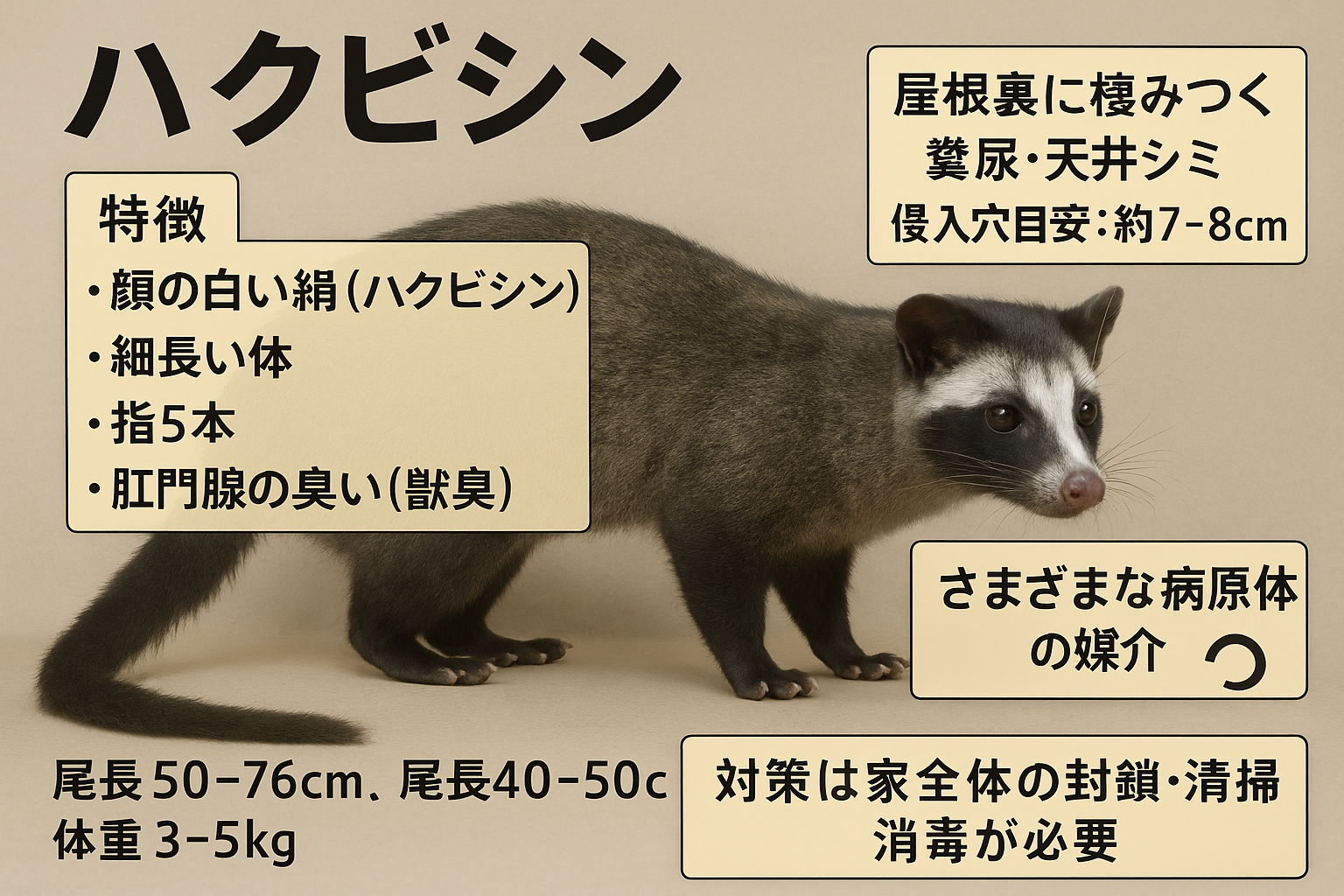 ハクビシンの特徴について解説