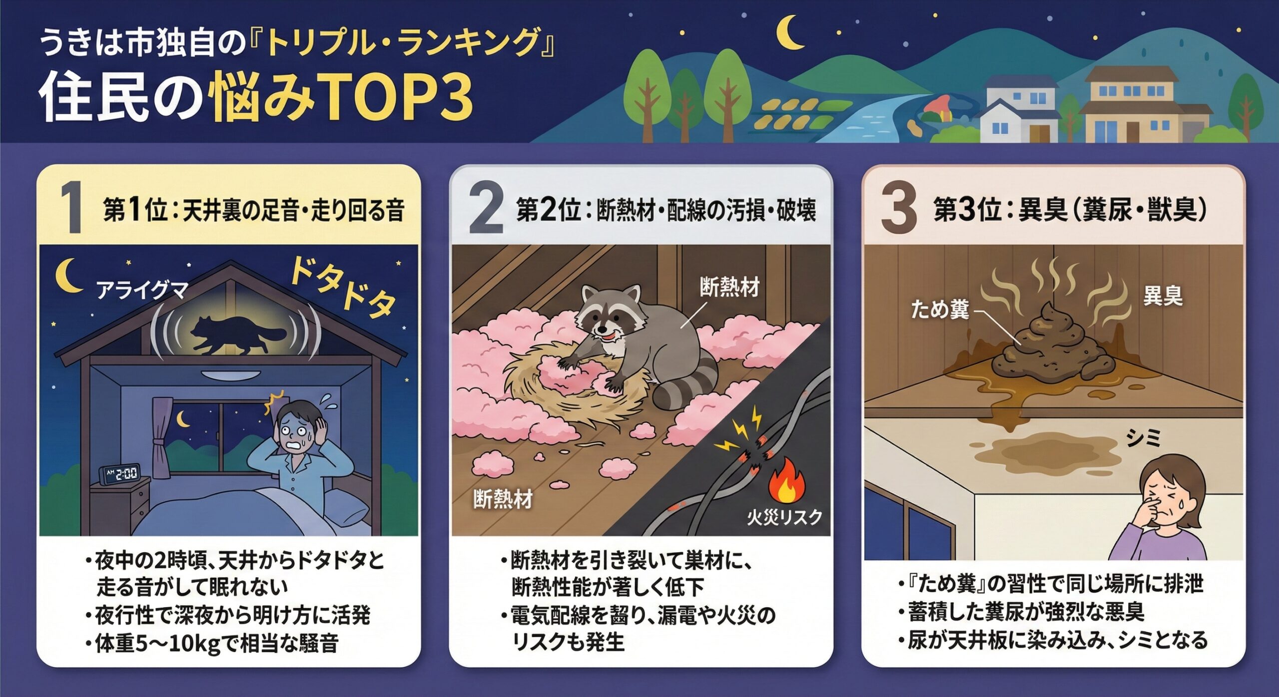 うきは市独自のトリプルランキング。住民の悩みTOP3。