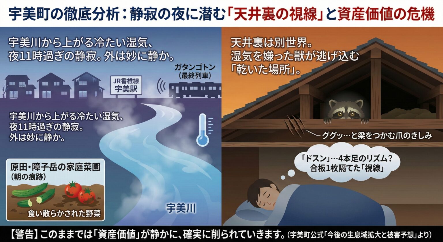 宇美町の徹底分析：静寂の夜に潜む天井裏の視線と資産価値の危機