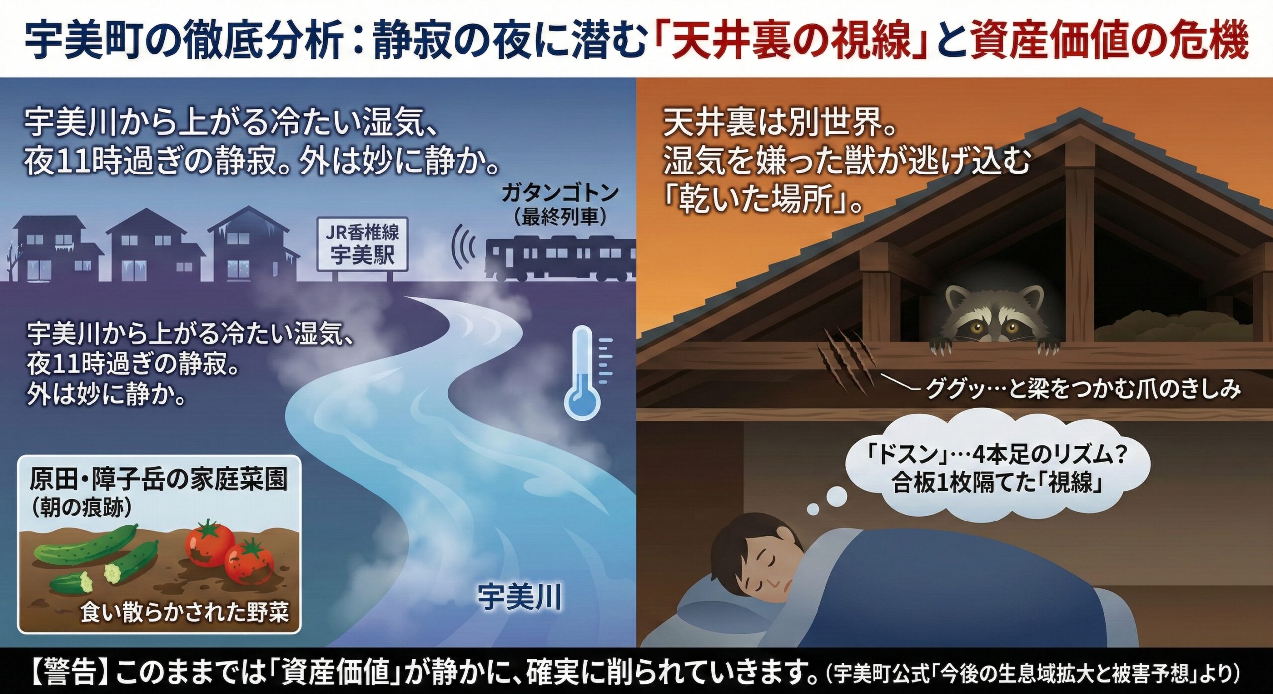 宇美町の徹底分析：静寂の夜に潜む天井裏の視線と資産価値の危機