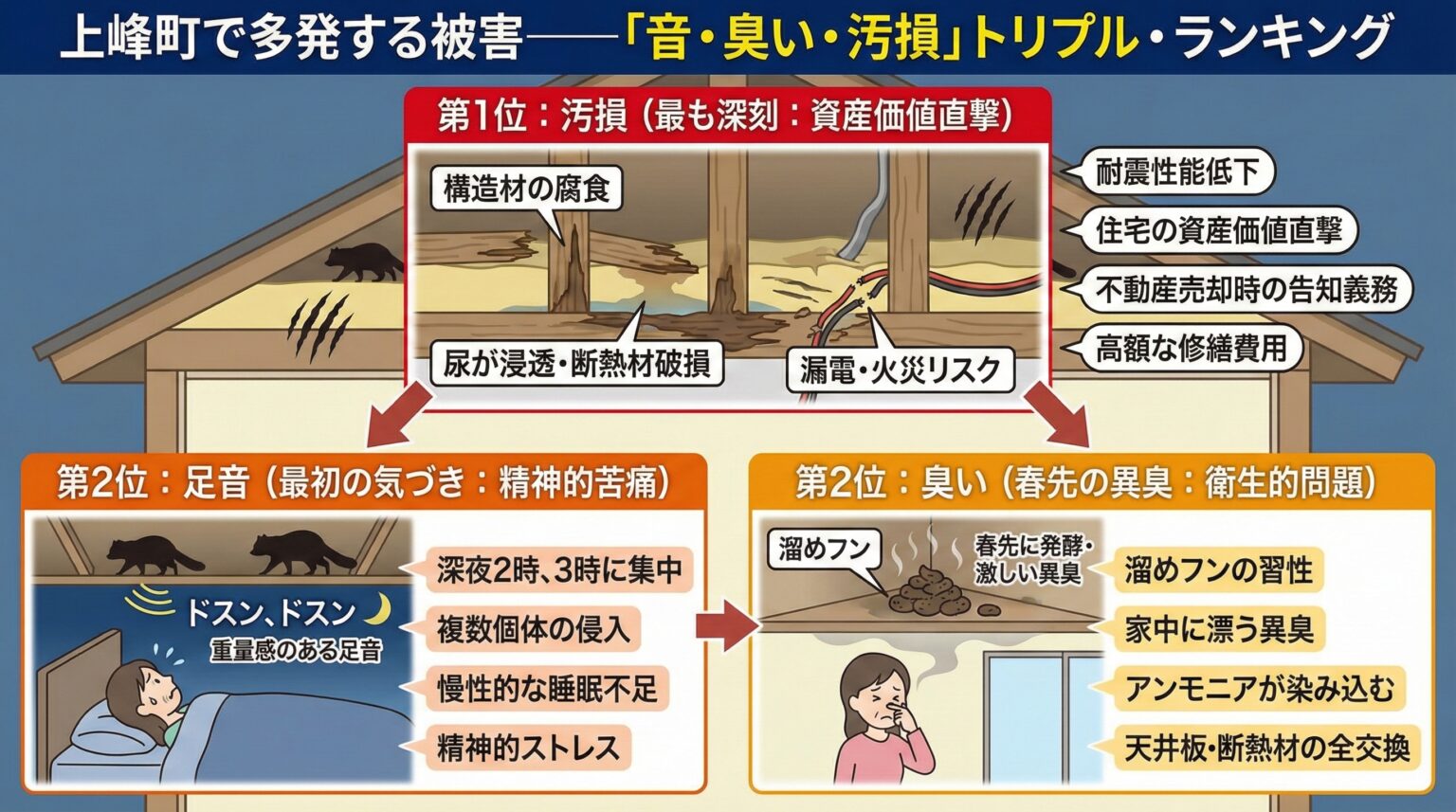上峰町のアライグマ駆除｜住宅地で目撃が増加中｜被害と駆除費用の目安