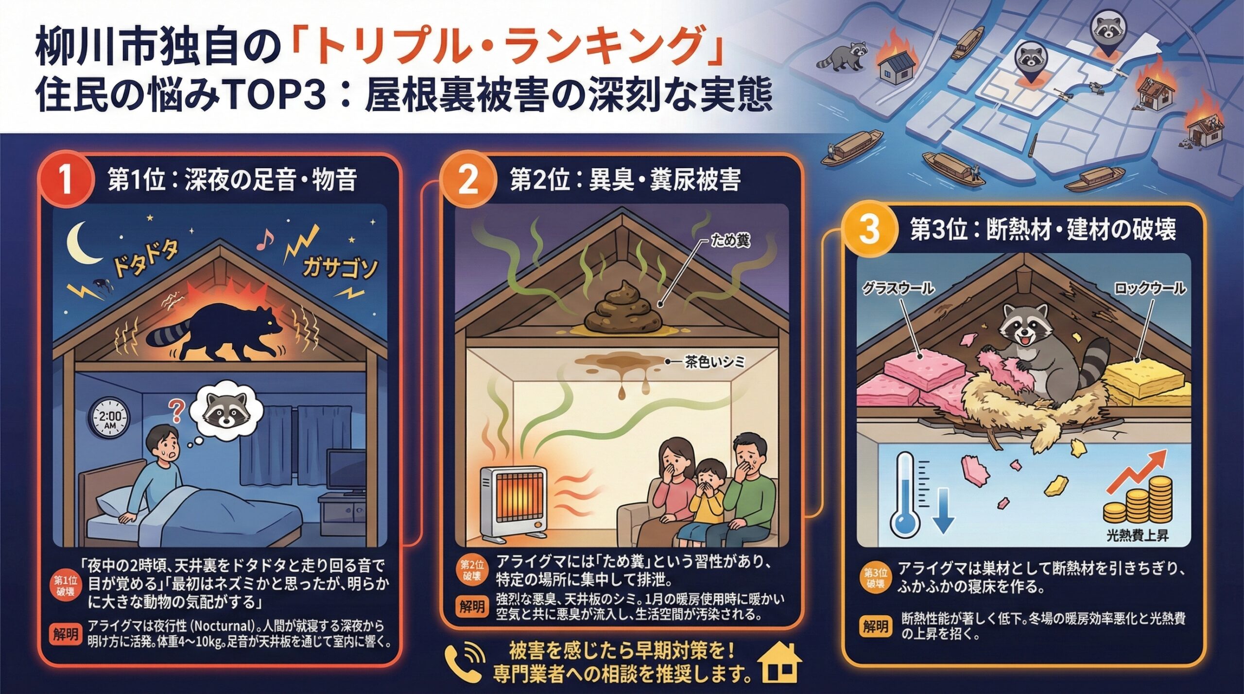 柳川市独自のトリプルランキング住民の悩みTOP3