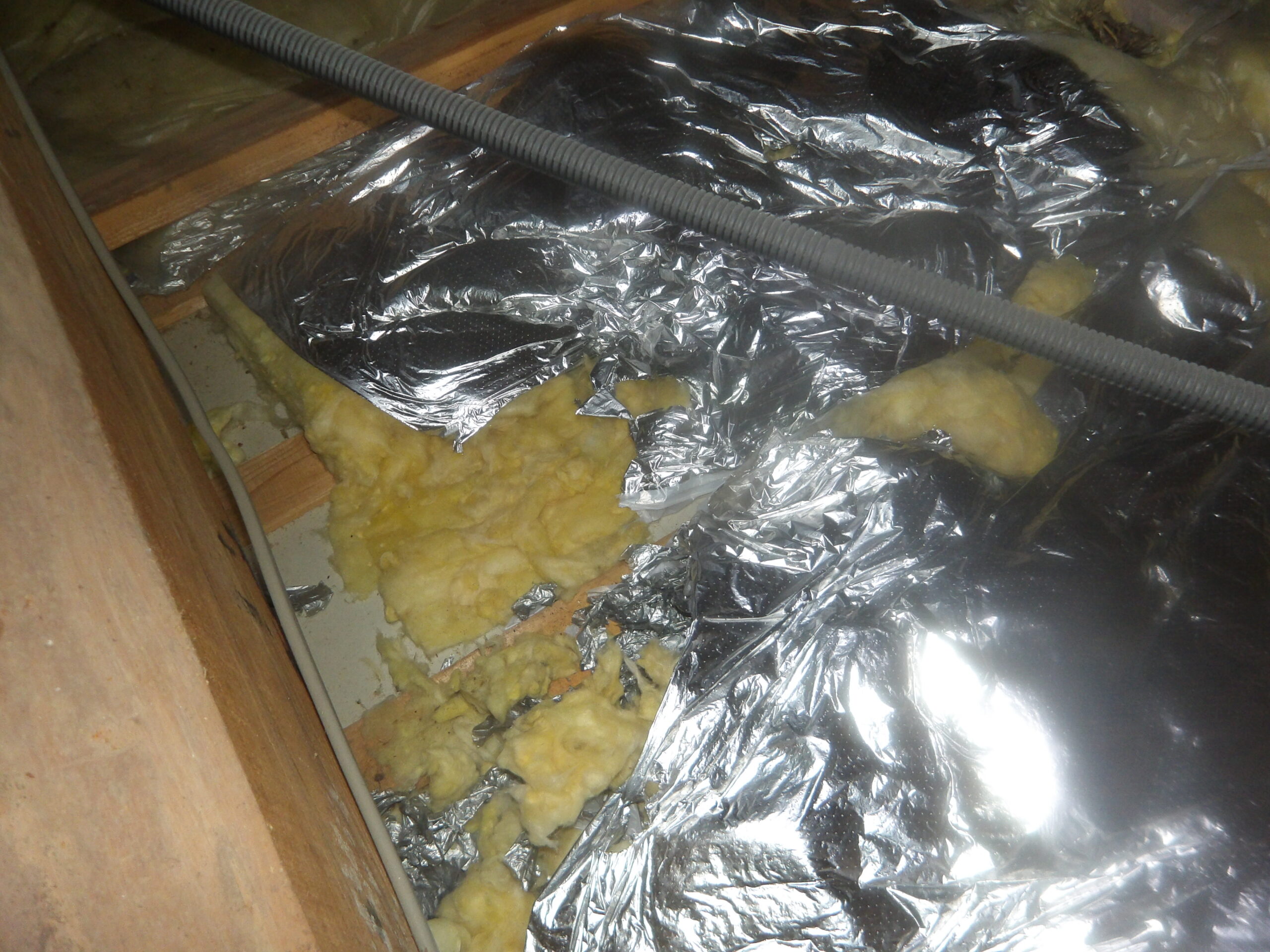 荒らされた断熱材