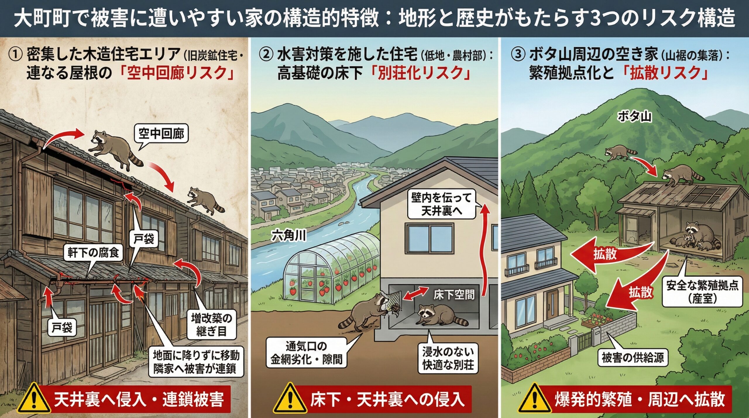 大町町で被害に遭いやすい家の構造的特徴。地形と歴史がもたらす3つのリスク構造。
