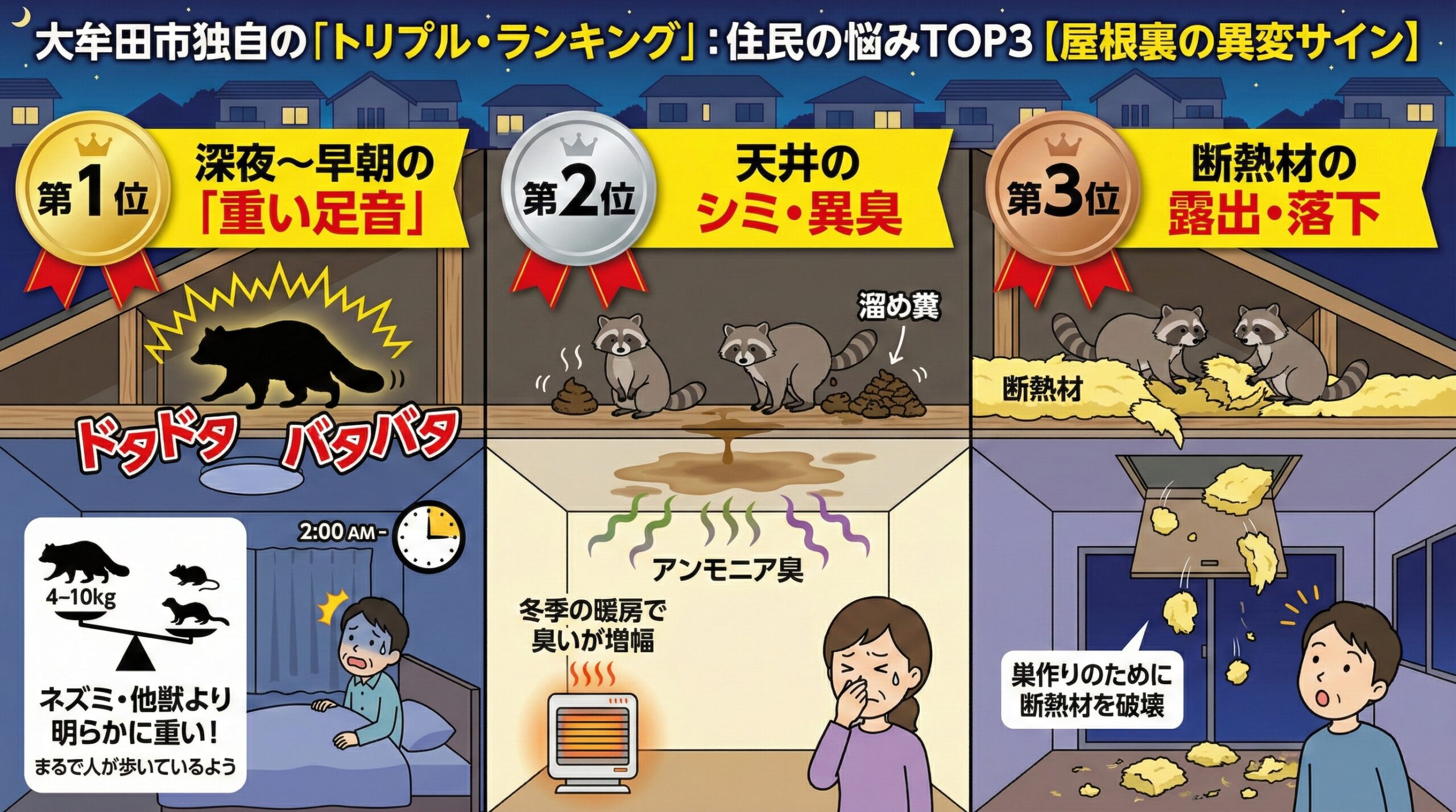 大牟田市独自のトリプルランキング住民の悩みTOP3屋根裏の異変サイン