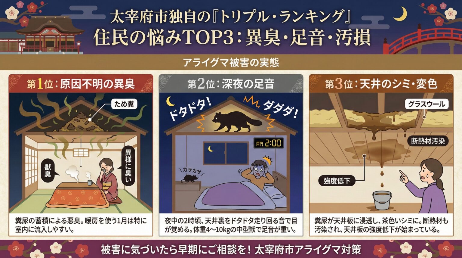 太宰府市独自のトリプルランキング。住民の悩みTOP3