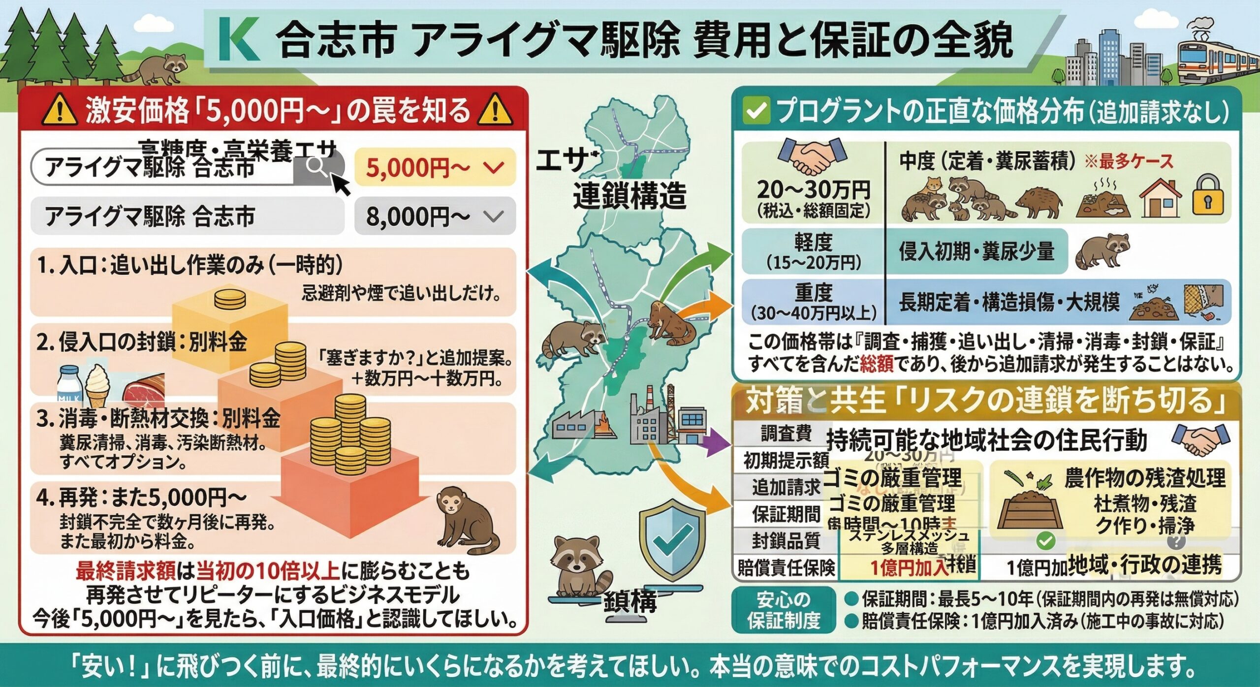 合志市アライグマ駆除 費用と保証