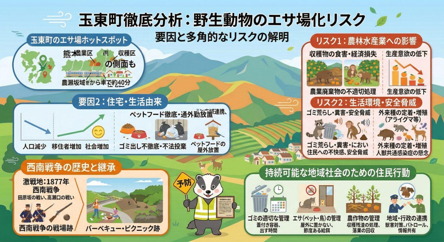 玉東町徹底分析野生動物エサ場リスク