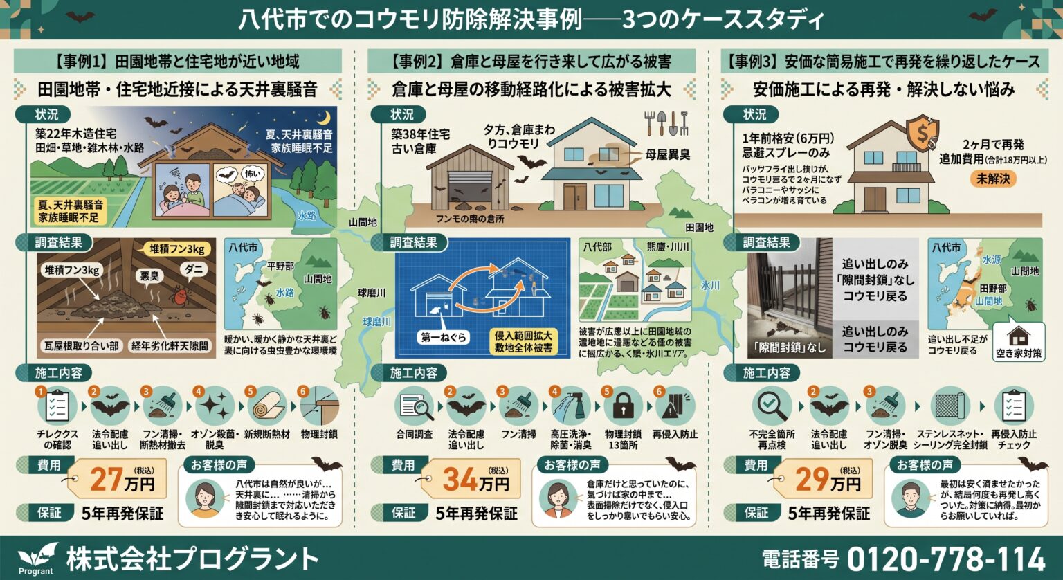 八代市でコウモリ防除解決事例