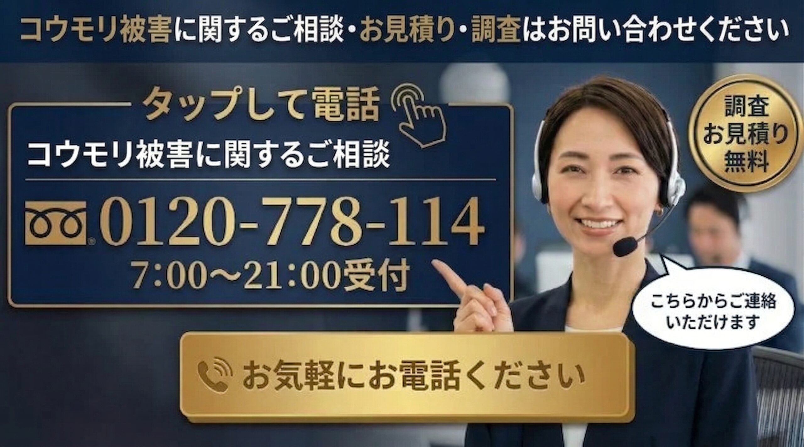 コウモリ被害に関するご相談・お見積り・調査はお問合せ下さい。