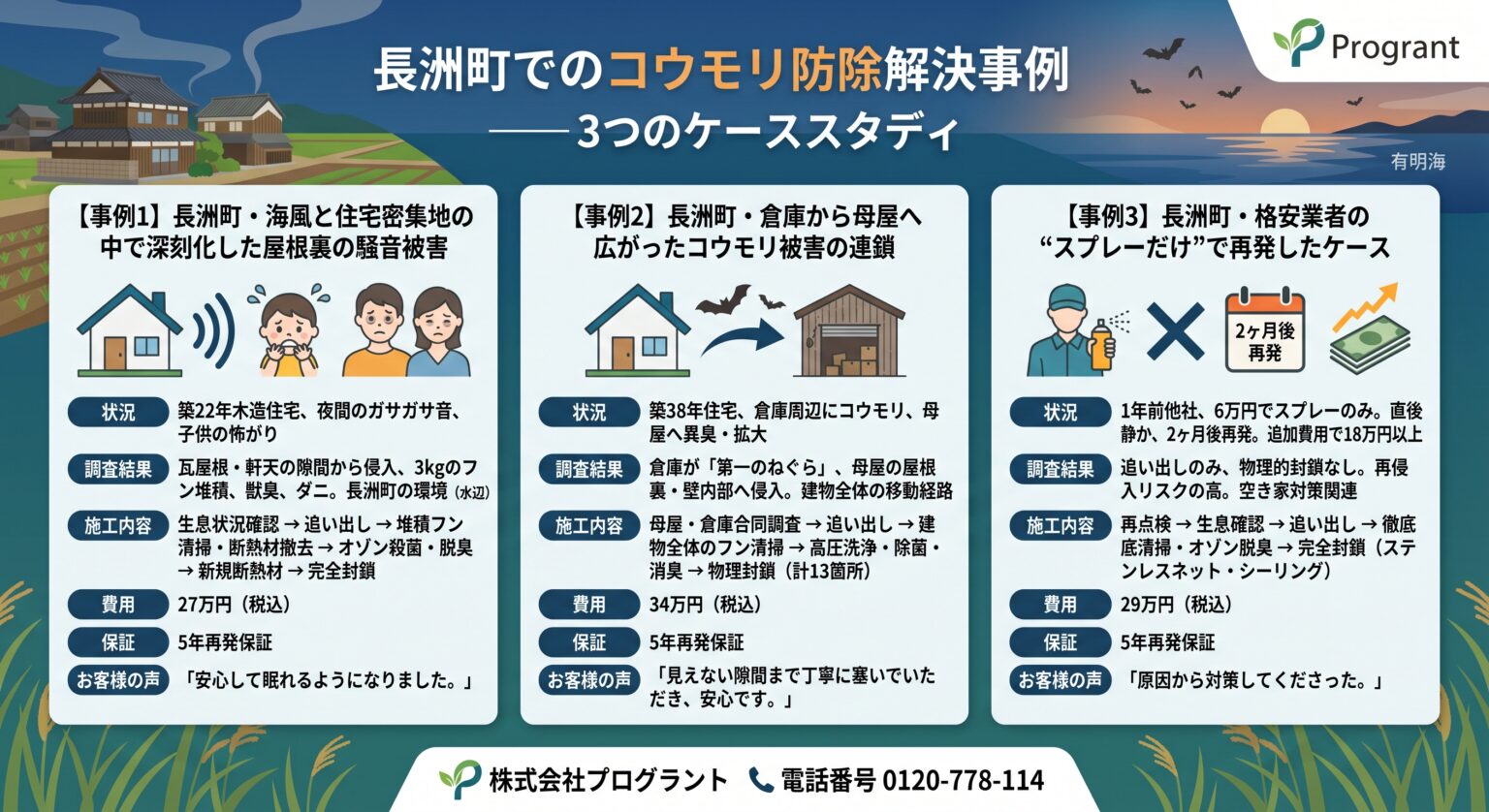 長洲町でのコウモリ防除