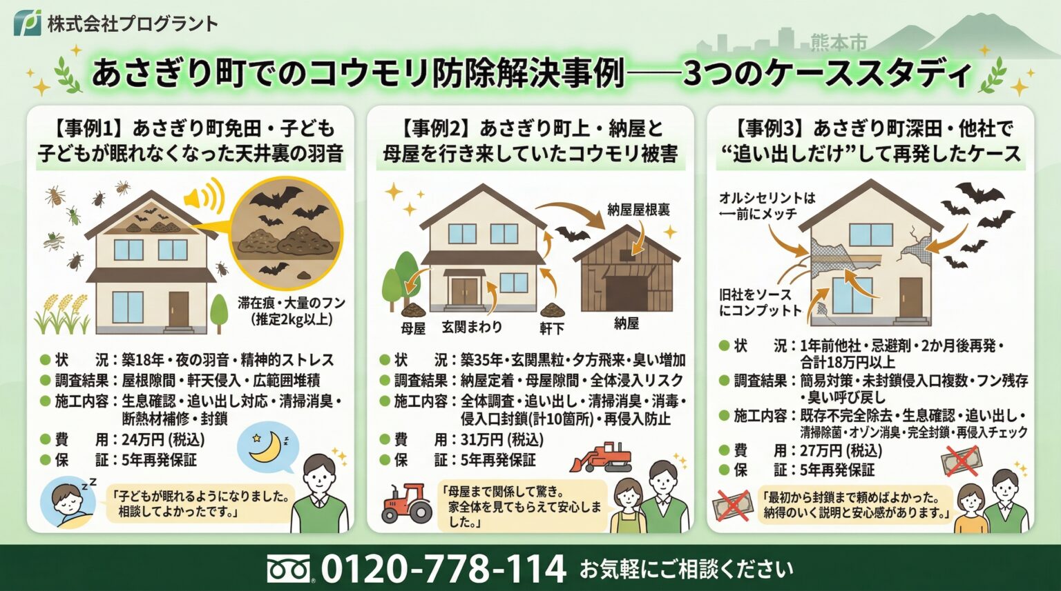あさぎり町でのコウモリ防除解決事例