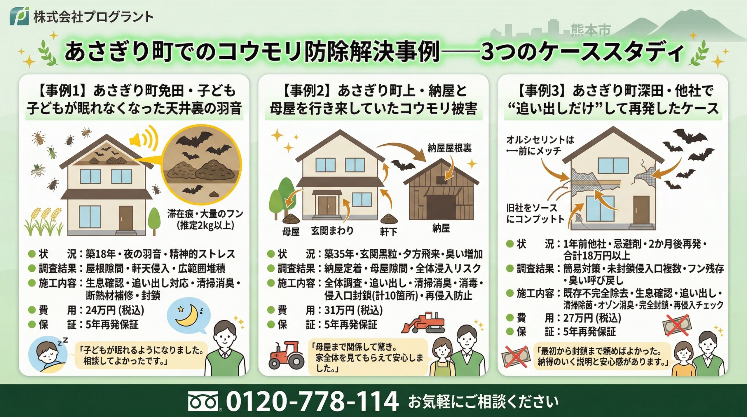 あさぎり町でのコウモリ防除解決事例