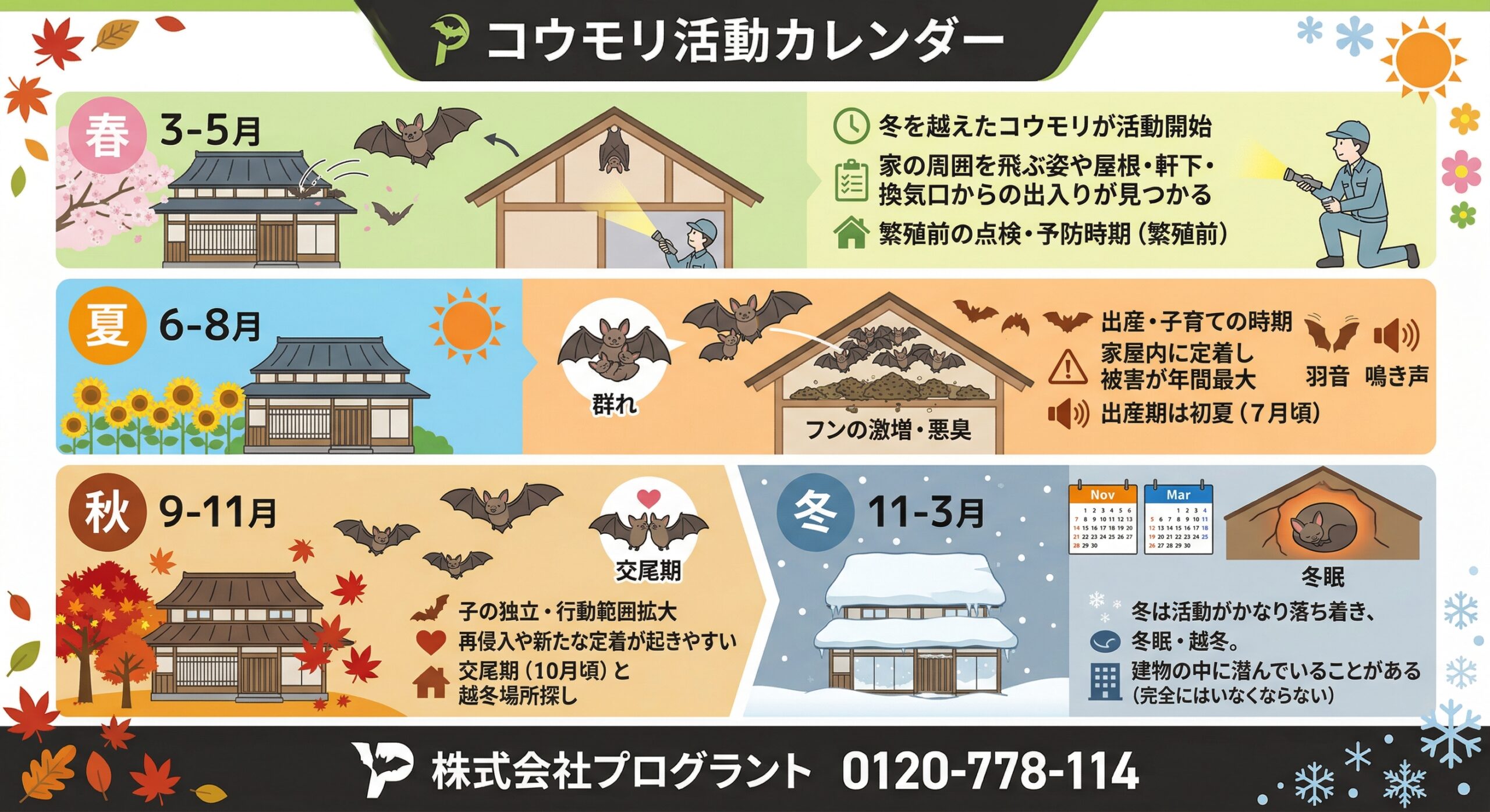 コウモリ活動カレンダー