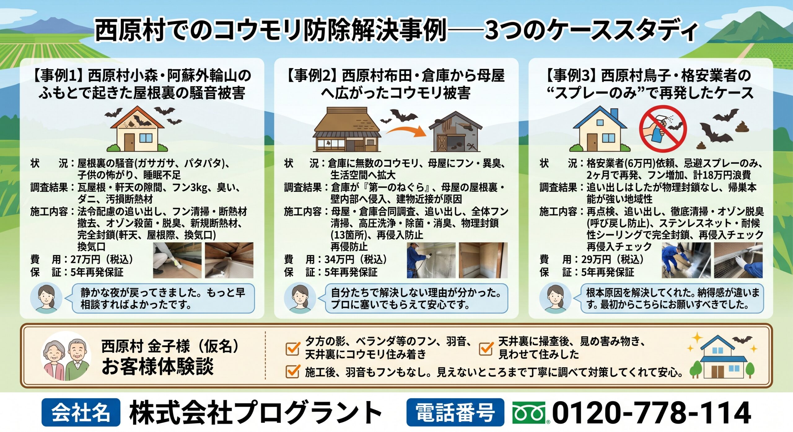 西原村でのコウモリ防除解決事例