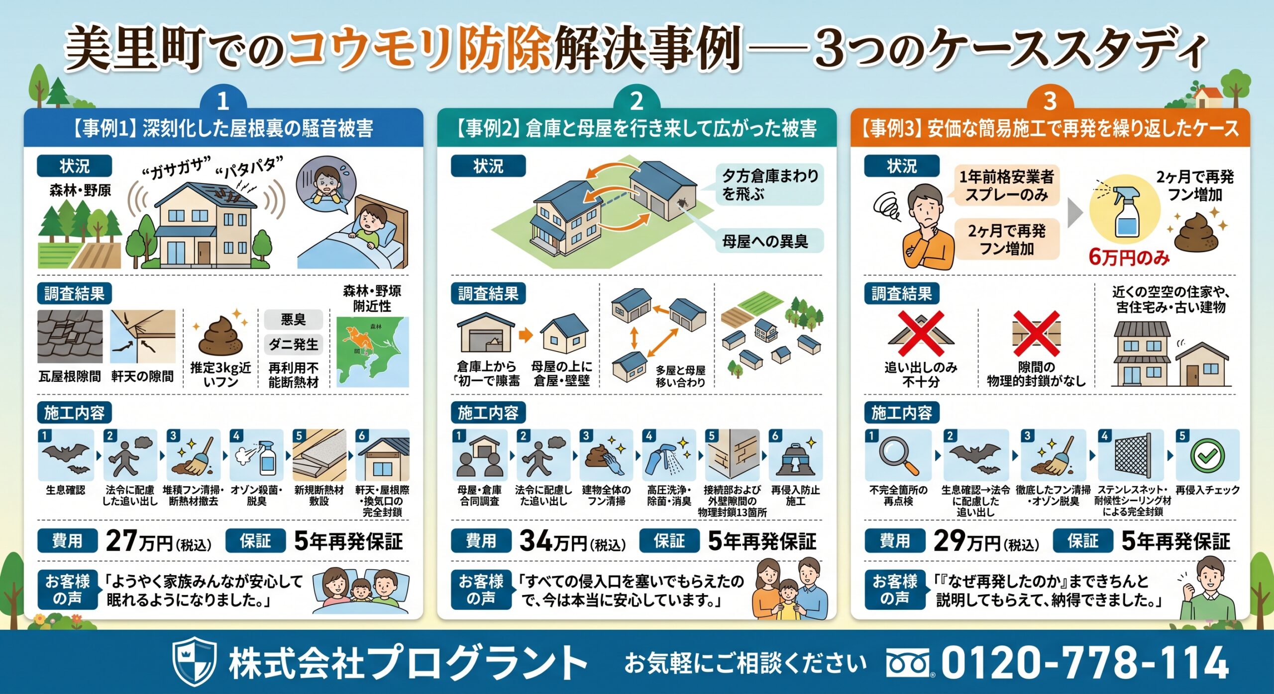 美里町でのコウモリ防除解決事例