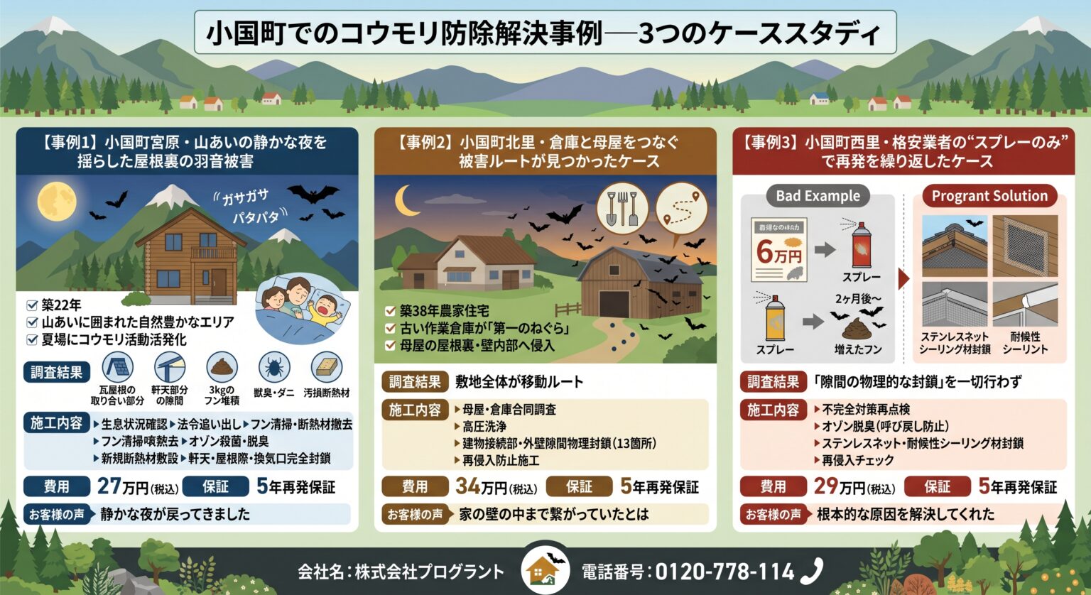 小国町でのコウモリ防除解決事例