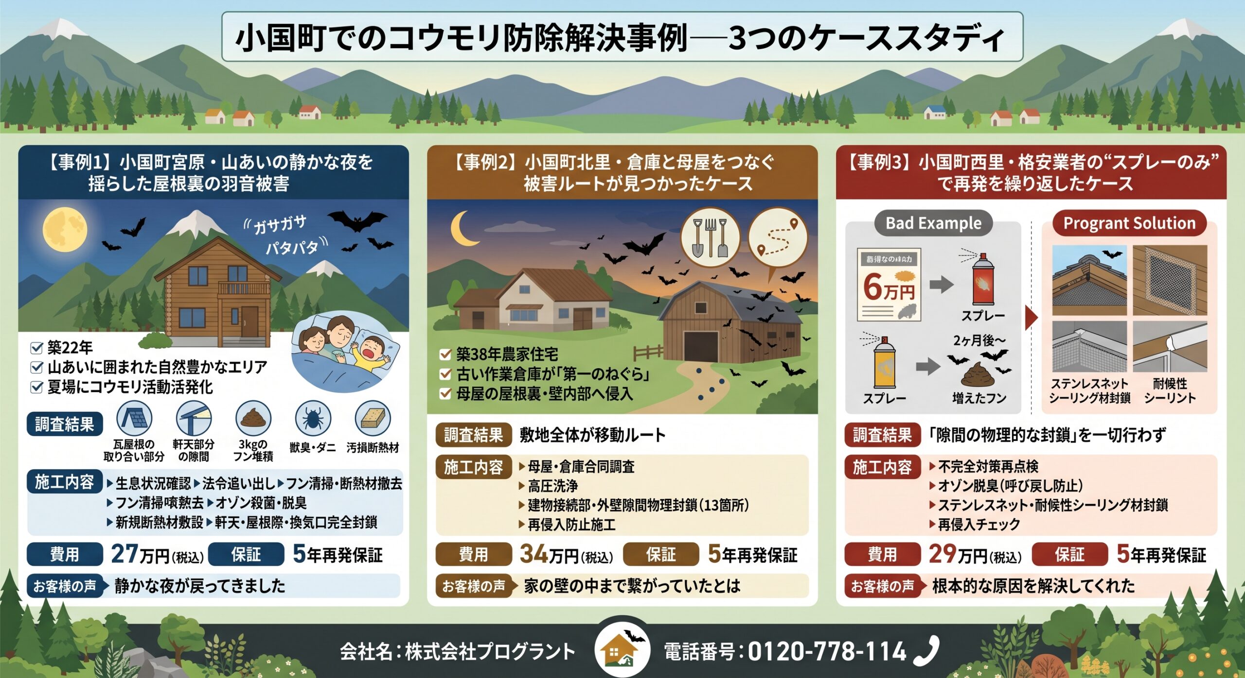 小国町でのコウモリ防除解決事例
