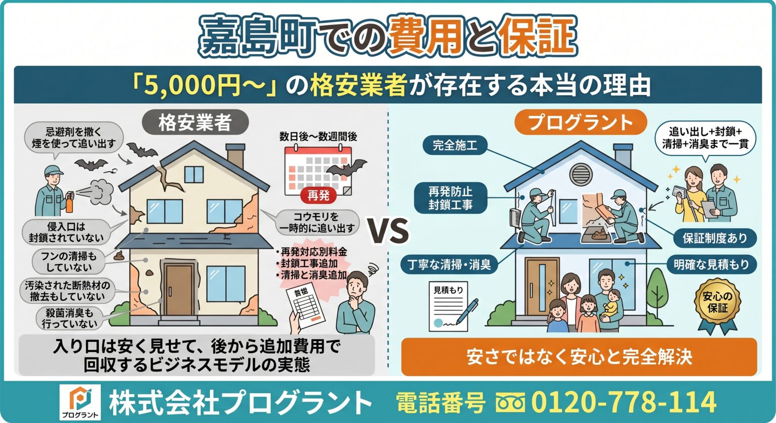 嘉島町での費用と保証