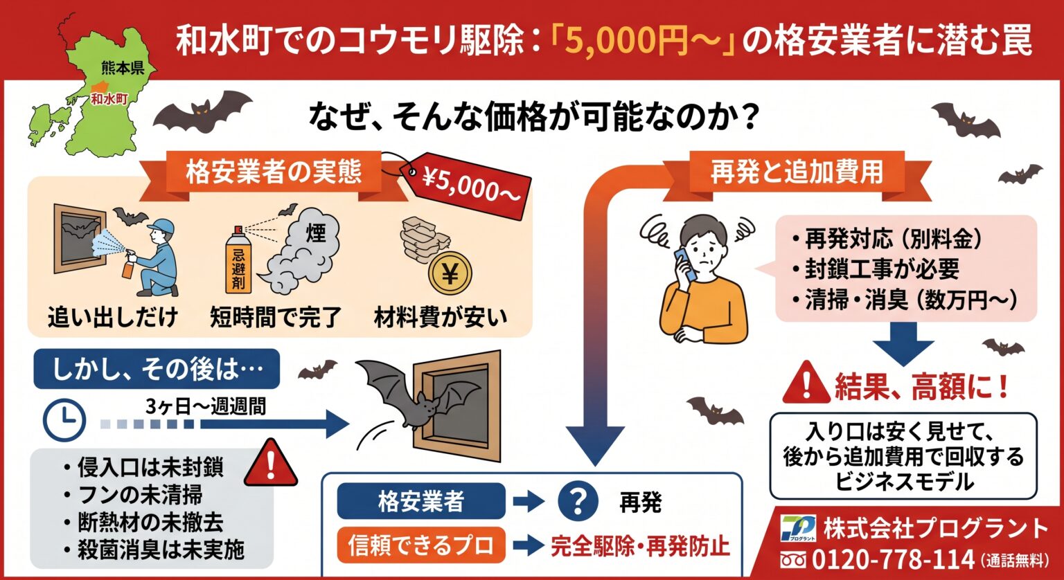 和水町でのコウモリ駆除