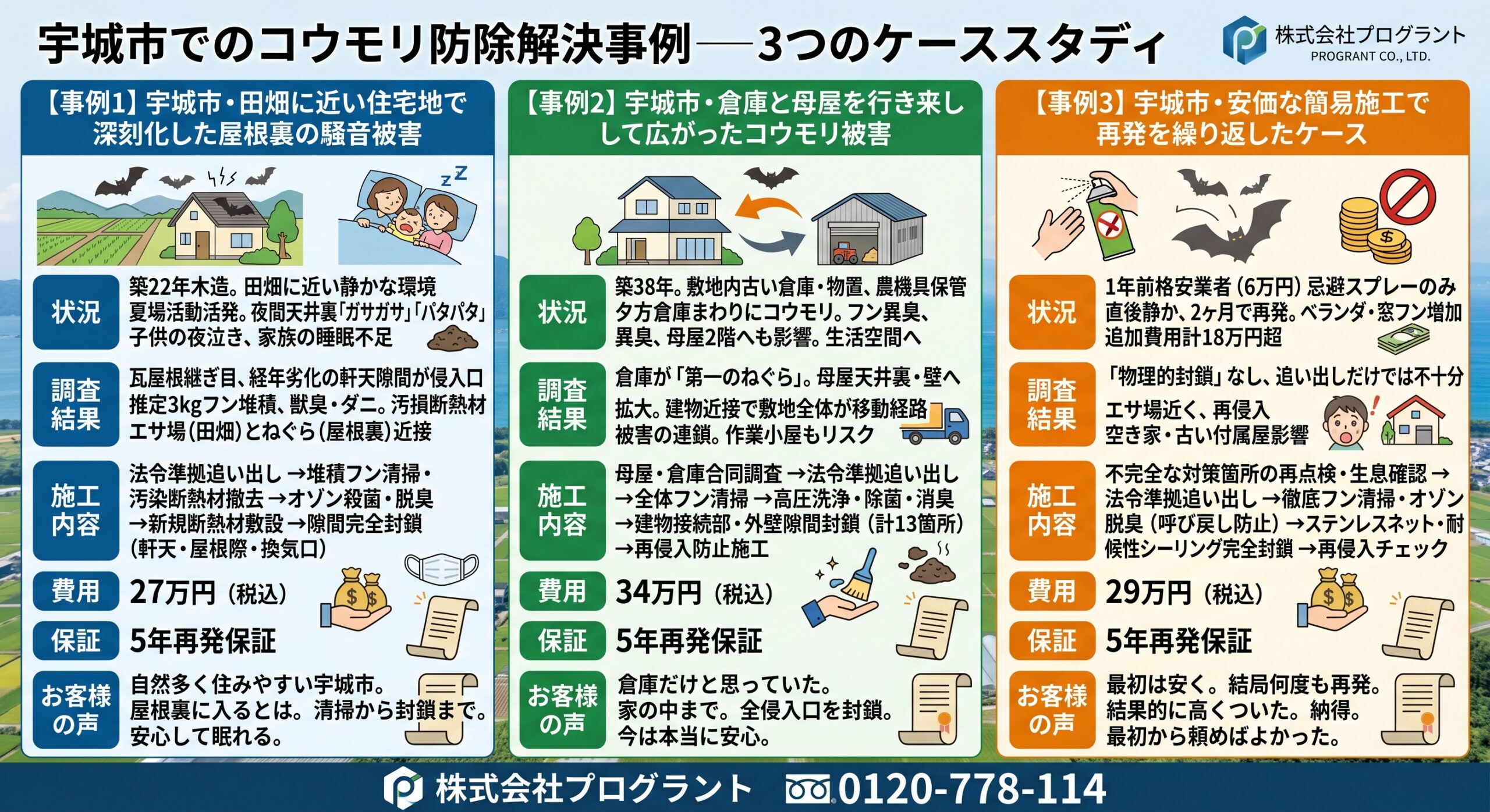 宇城市でコウモリ防除解決事例