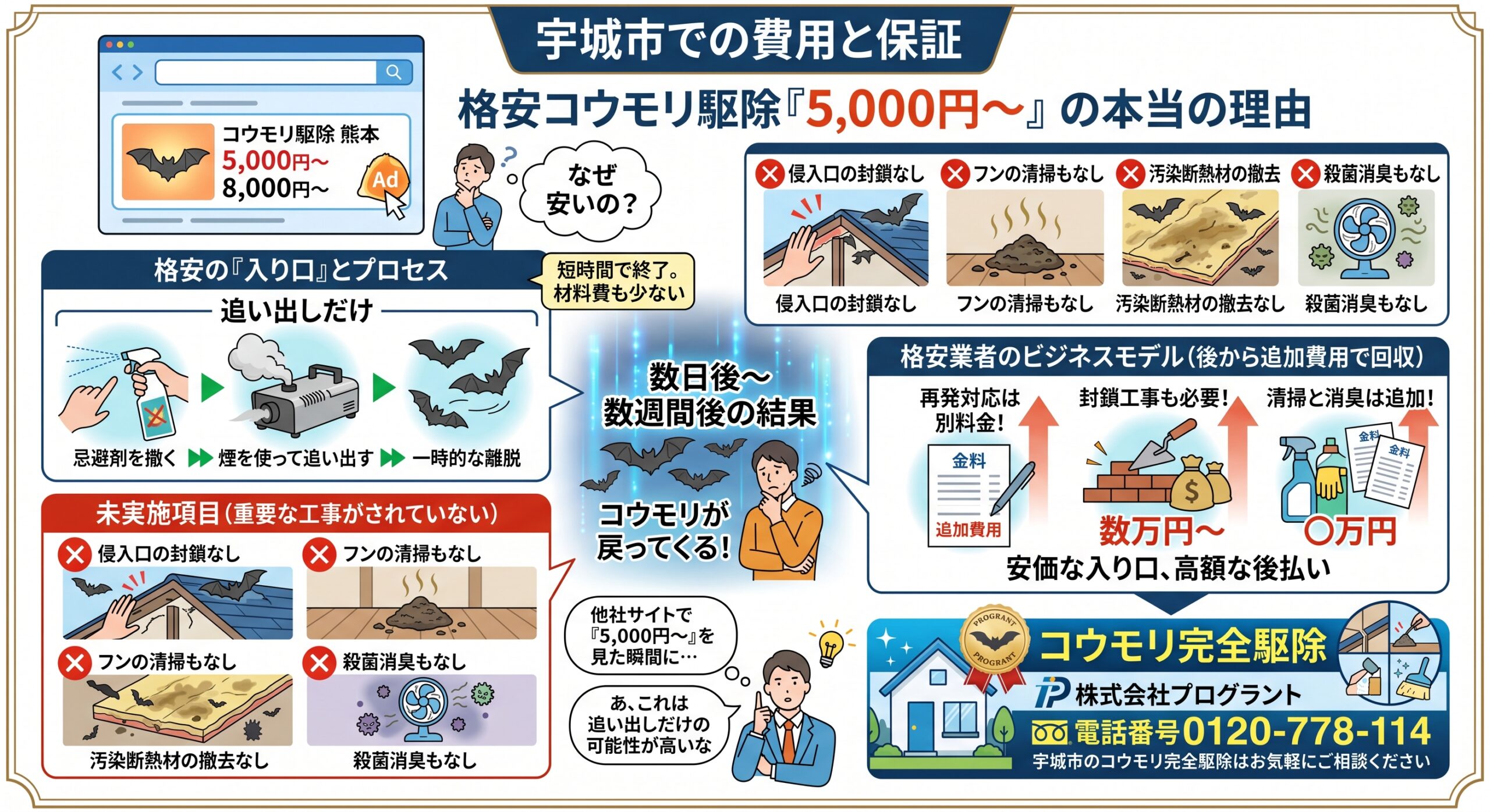 宇城市での費用と保証