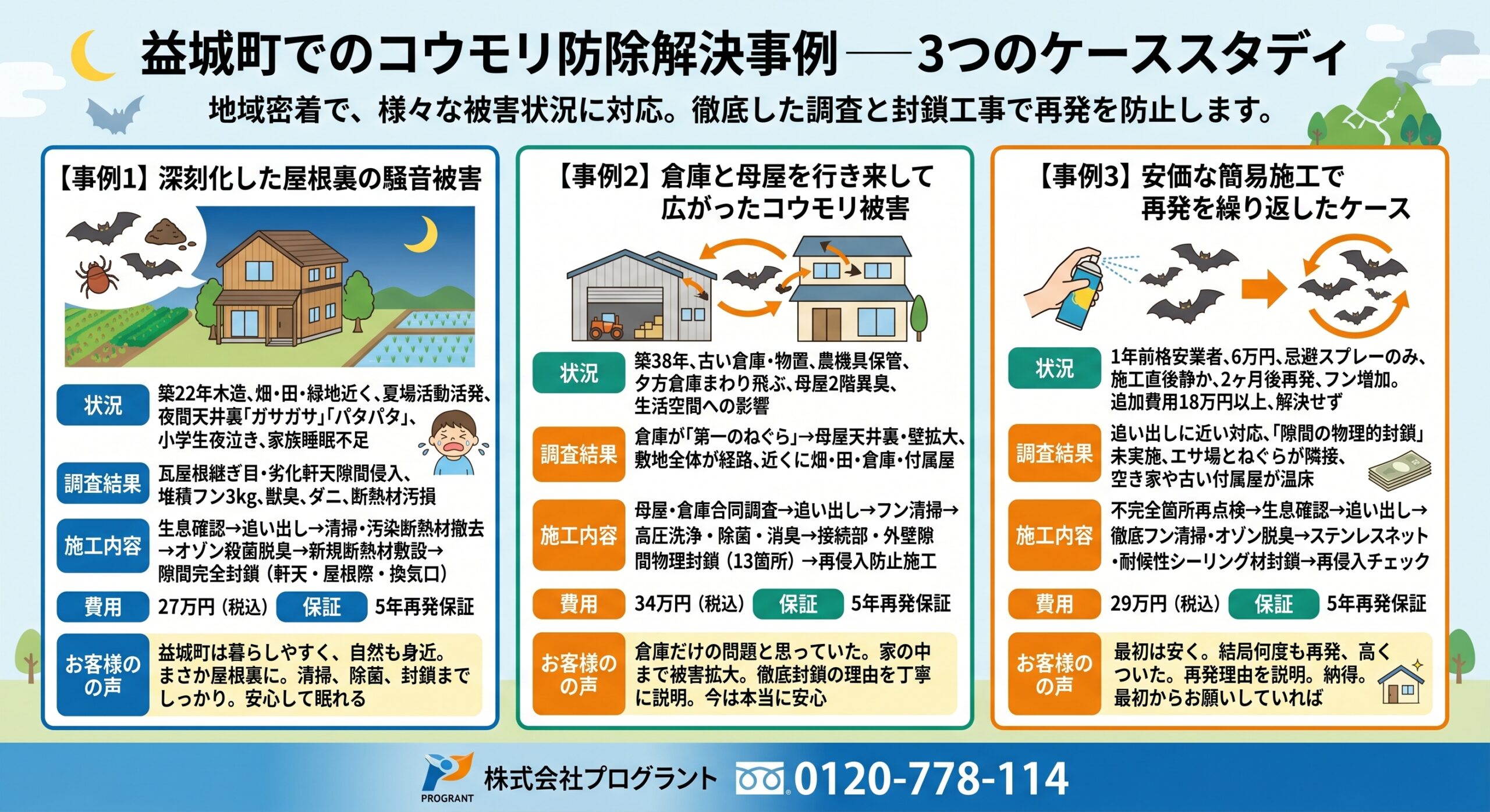 益城町でのコウモリ防除解決事例