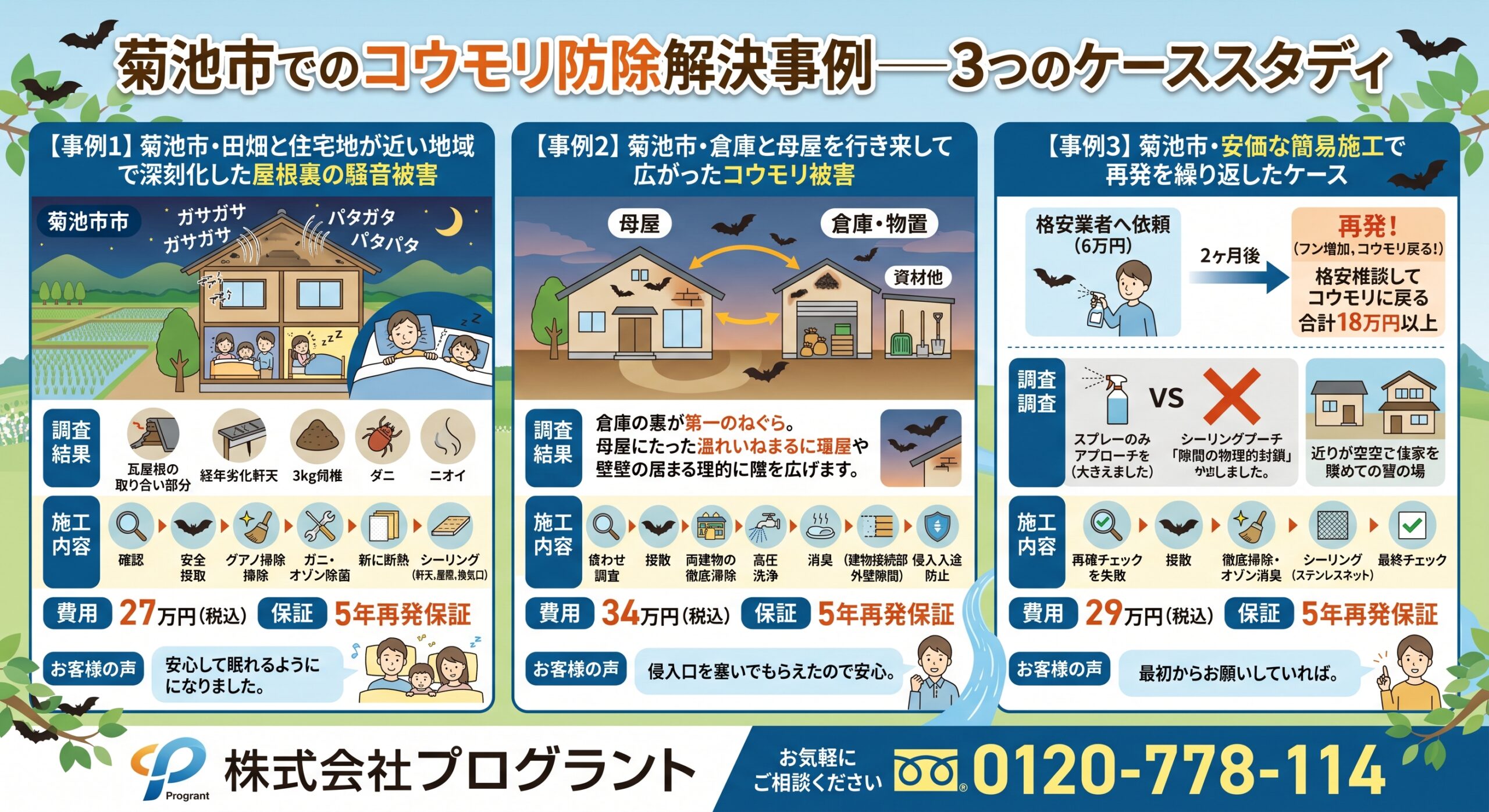 菊池市でコウモリ防除