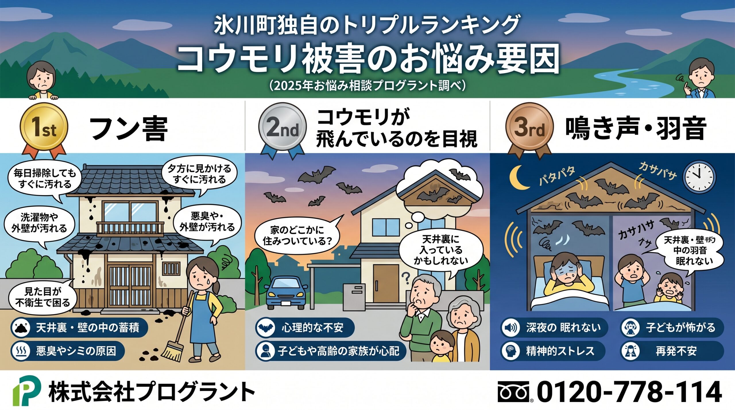 コウモリ被害独自のトリプルランキング