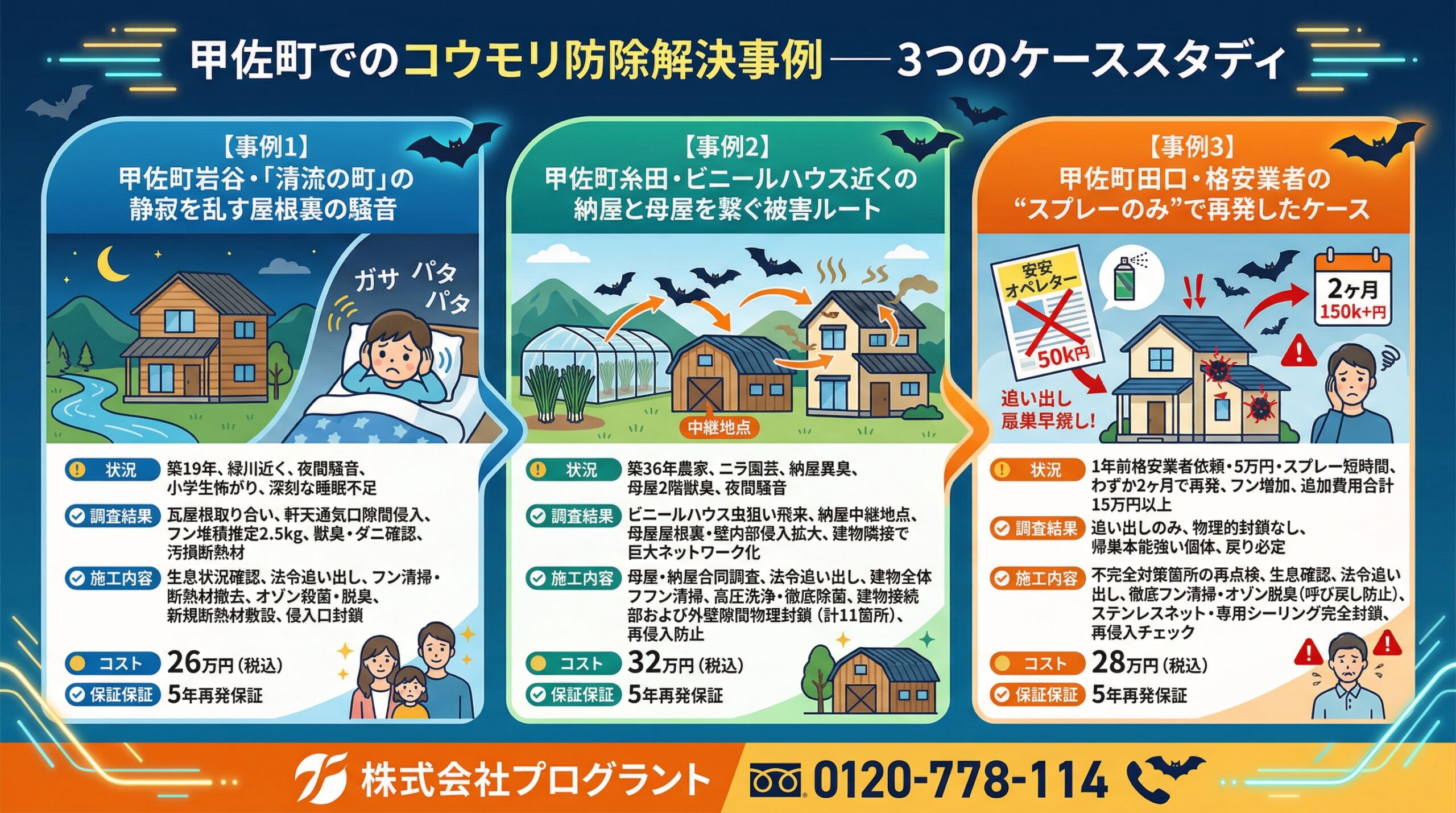 甲佐町のコウモリ防除解決事例