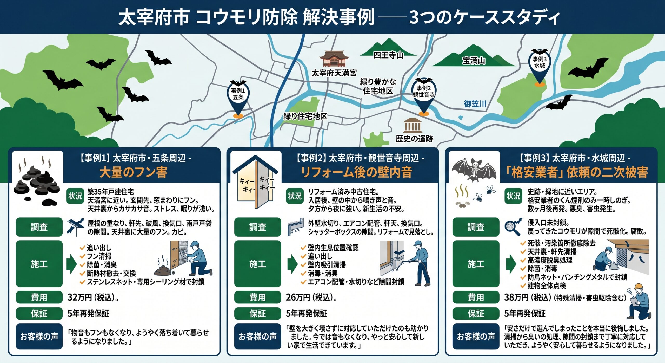 太宰府市コウモリ防除解決事例