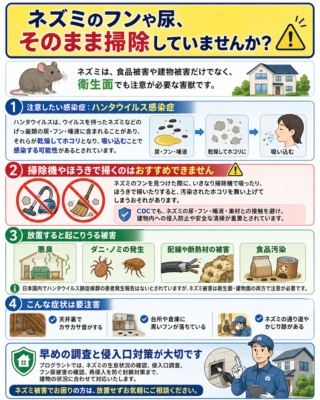ネズミのフンや尿、そのままにしていませんか？