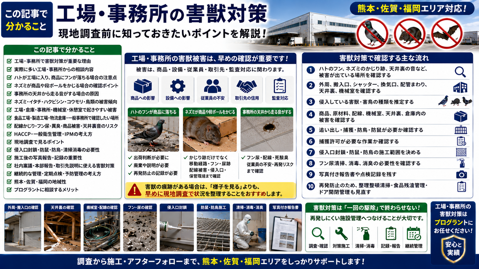 熊本・佐賀・福岡の工場・事務所の害獣対策で現地調査前に知るべきポイント