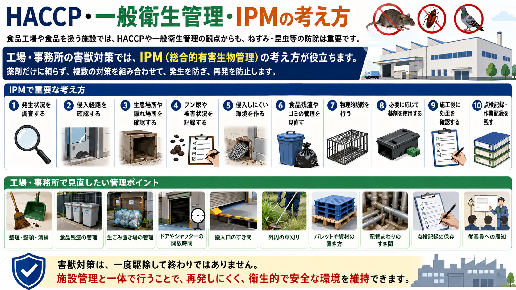 食品工場・事務所のHACCP・一般衛生管理・IPMによる害獣対策