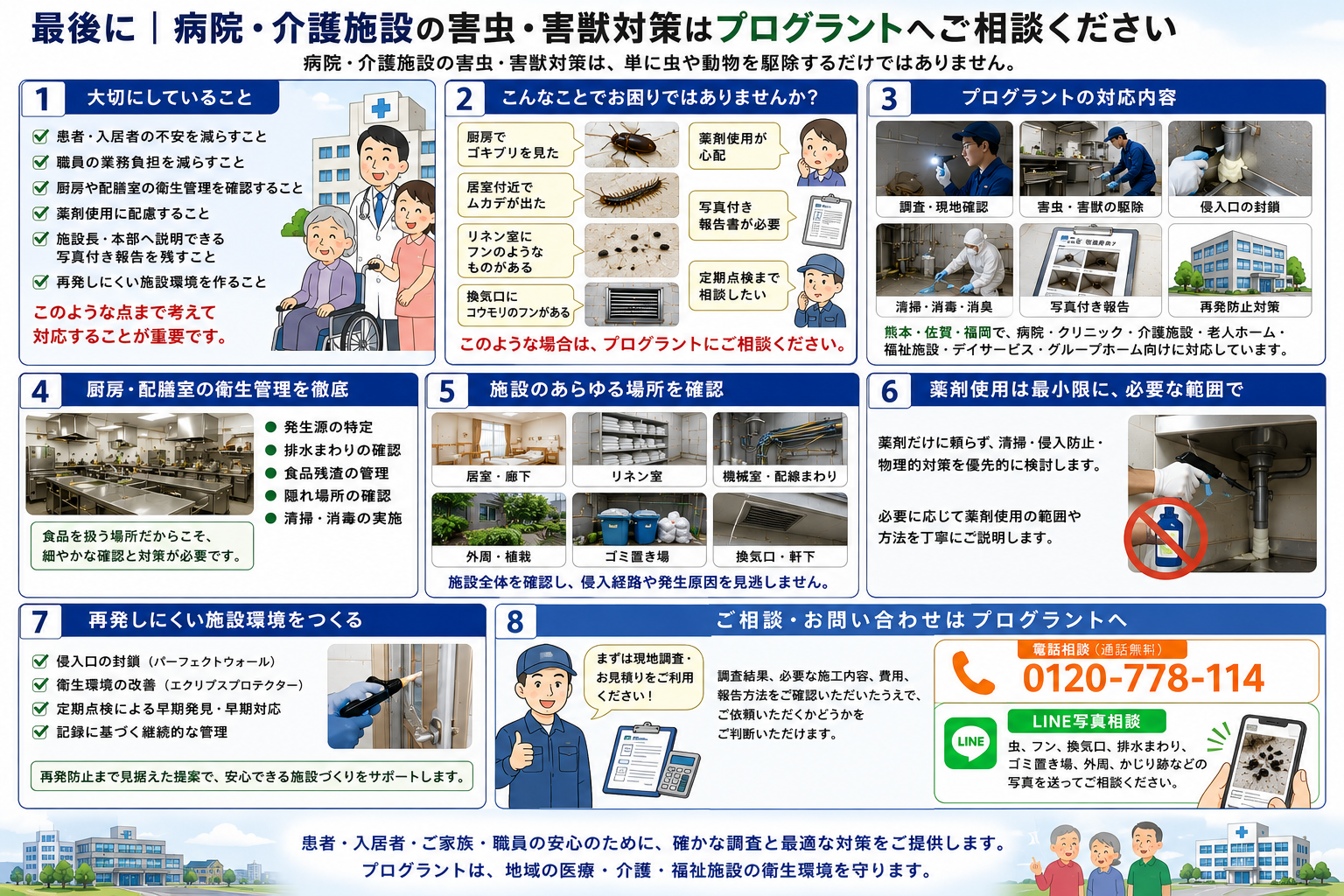 病院・介護施設お害獣・害中対策はプログラントへご相談ください