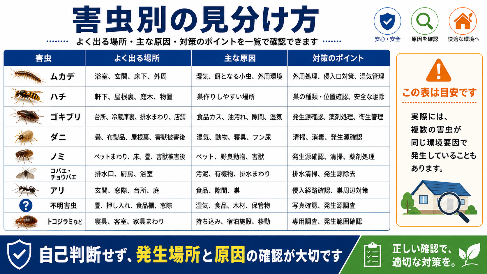 害虫別の見分け方